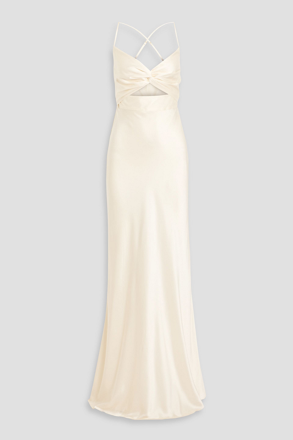 Michelle Mason Twisted Cutout Silk-satin Gown In Neutral