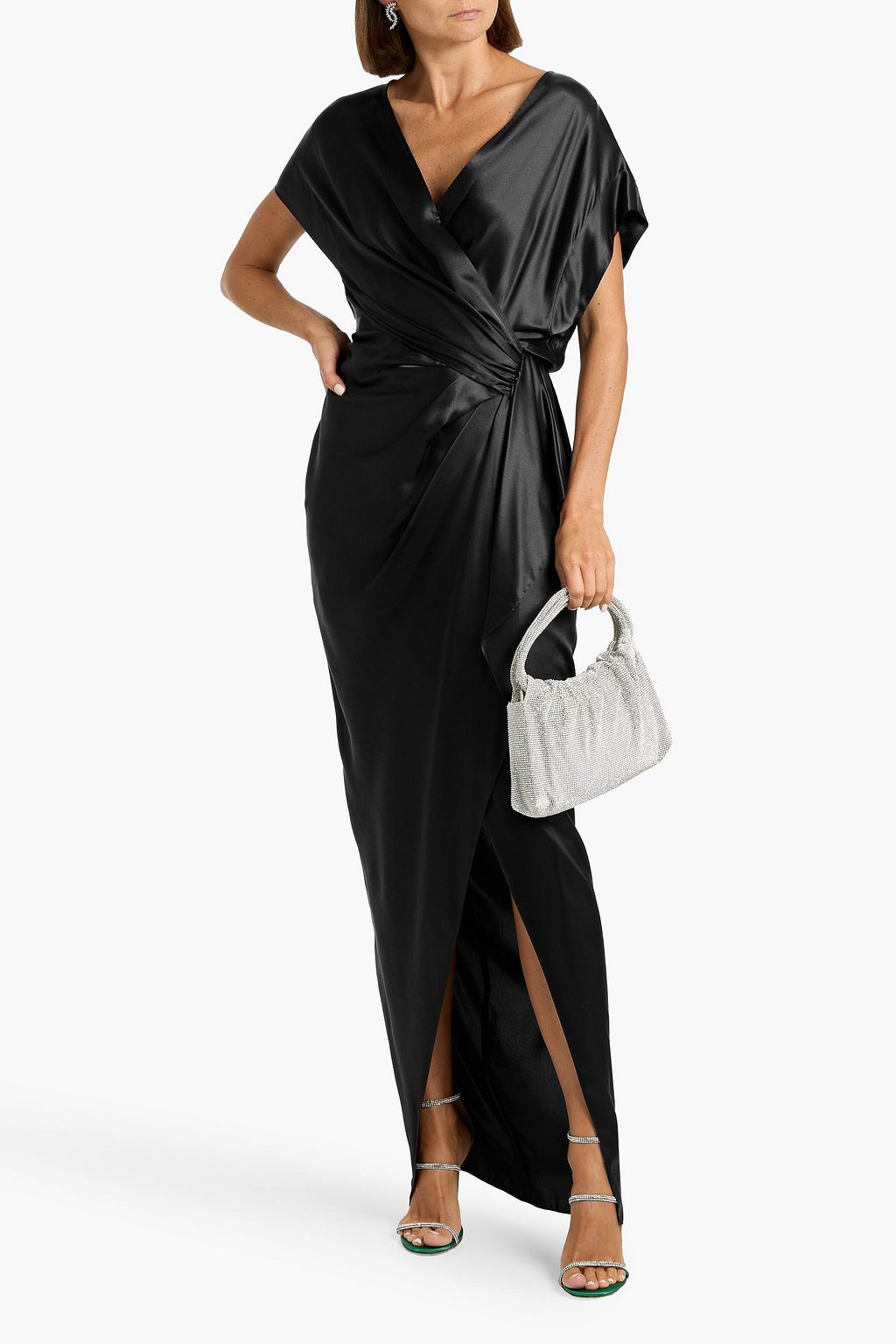 MICHELLE MASON Wrap-effect silk-satin gown
