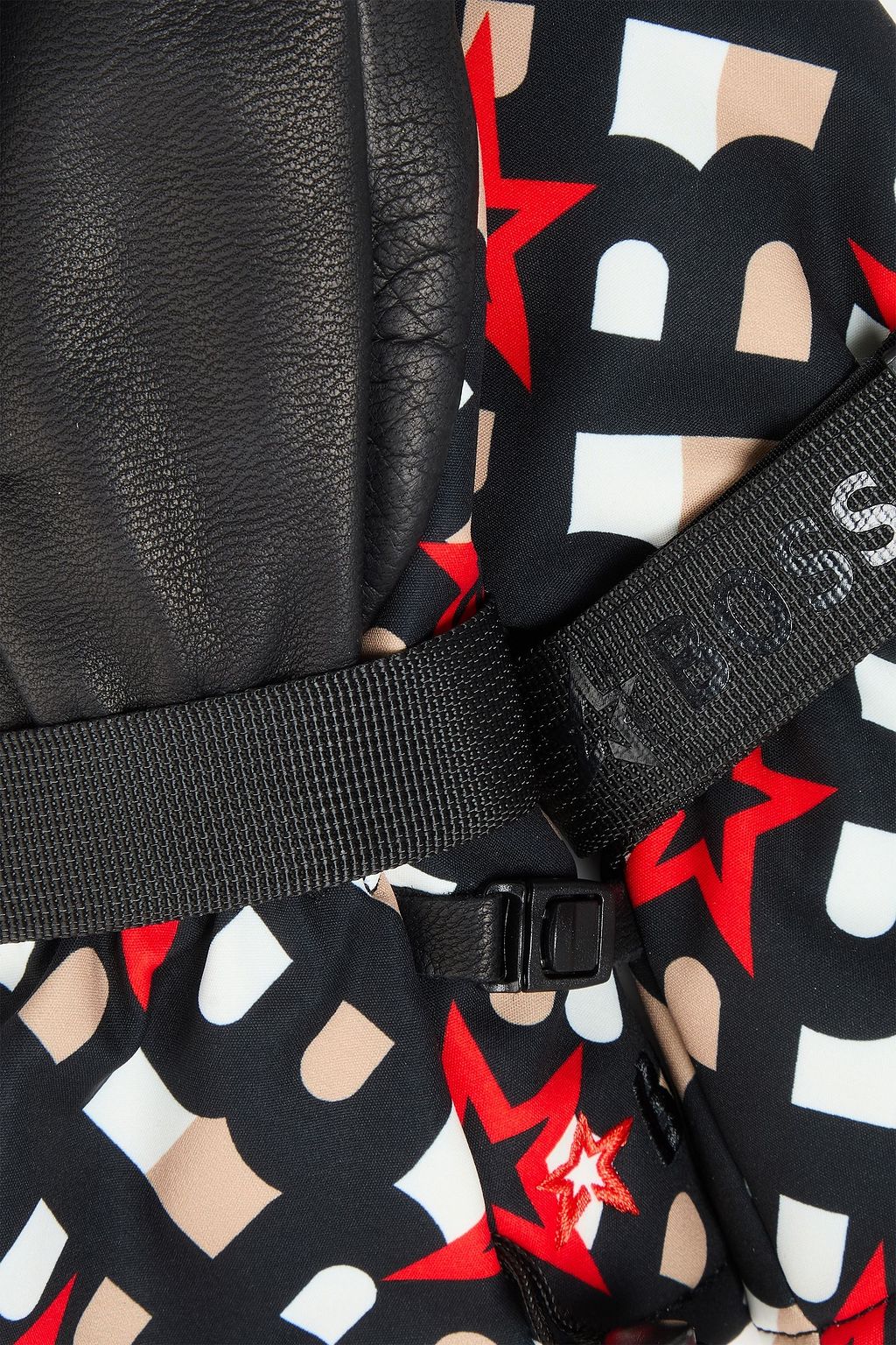 PERFECT MOMENT Davos printed shell and pebbled-leather mittens