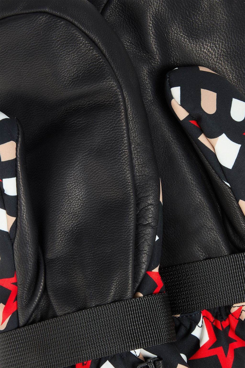 PERFECT MOMENT Davos printed shell and pebbled-leather mittens