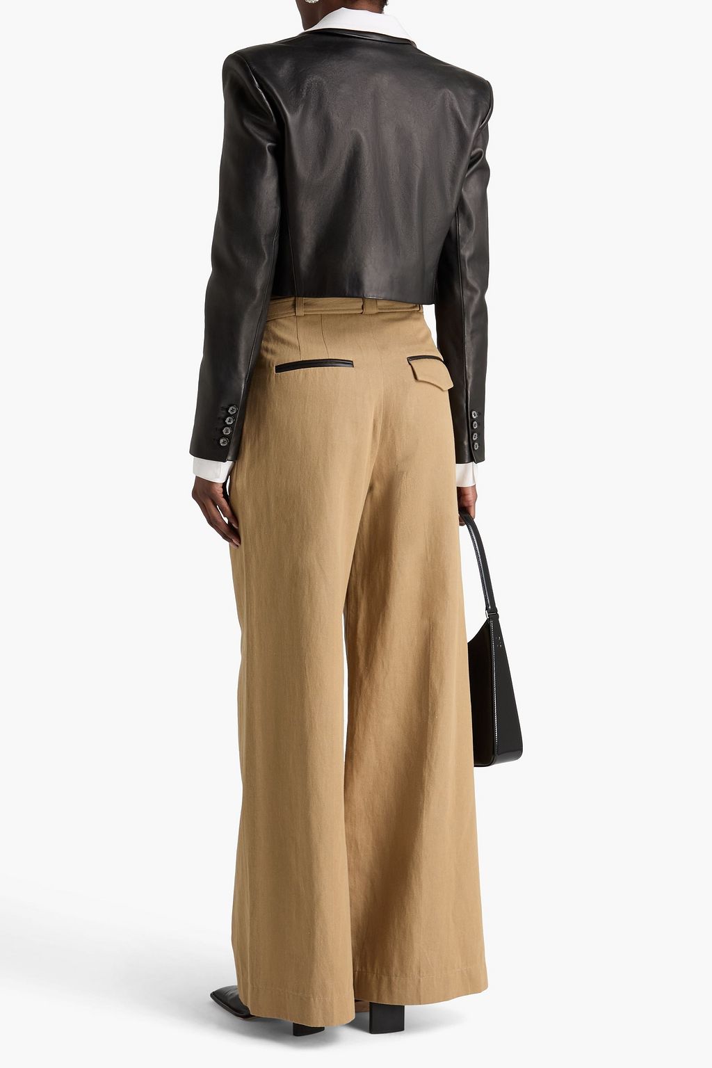 PROENZA SCHOULER Belted cotton and linen-blend twill wide-leg pants