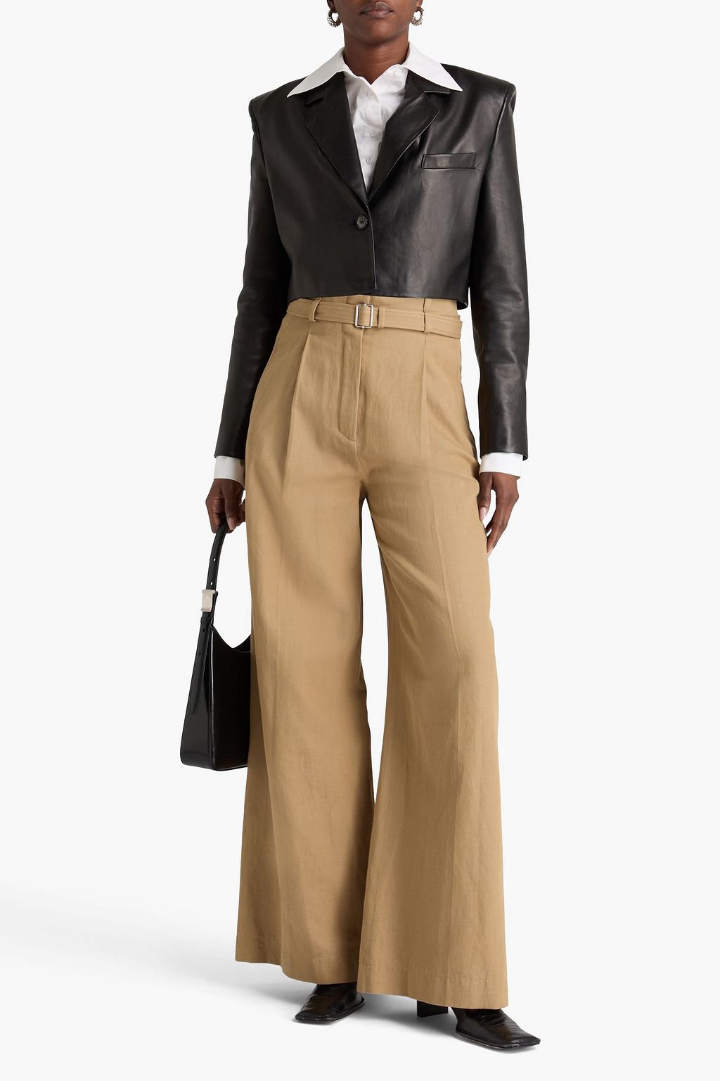 PROENZA SCHOULER Belted cotton and linen-blend twill wide-leg pants