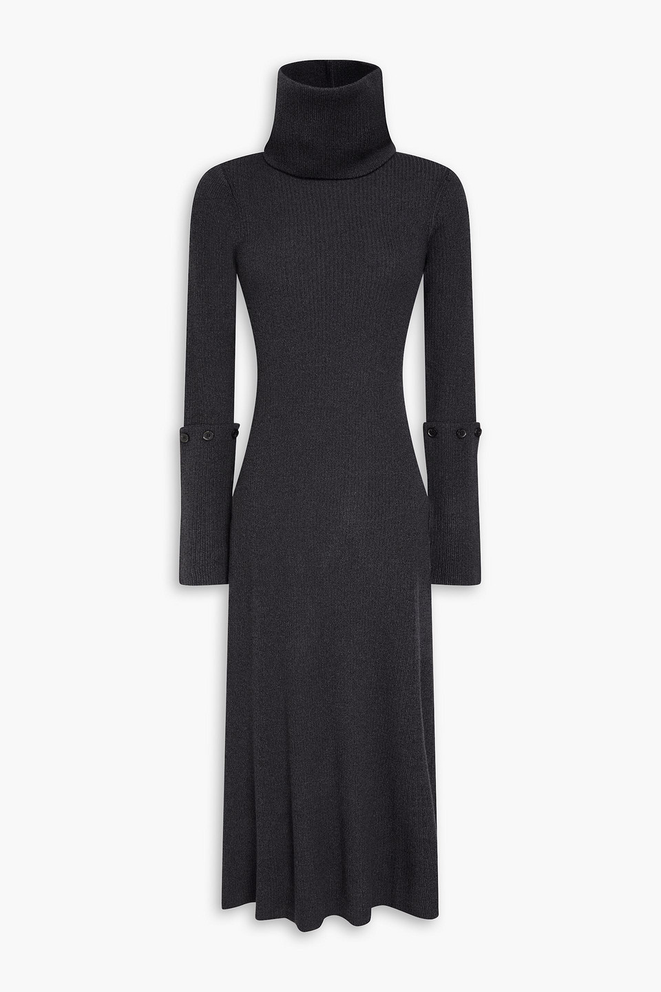 Proenza Schouler Ribbed-knit Turtleneck Midi Dress In Gray