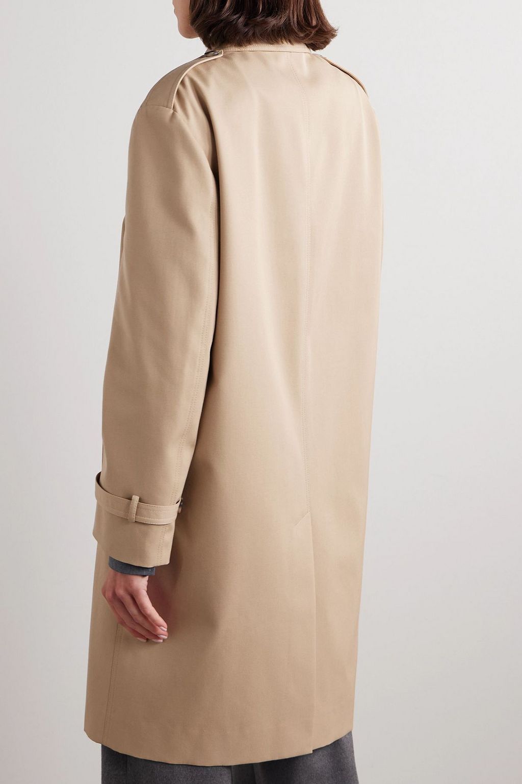 Valentino Garavani ベージュ ロングコート Valentino Feather-trimmed cotton canvas trench coat Valentino