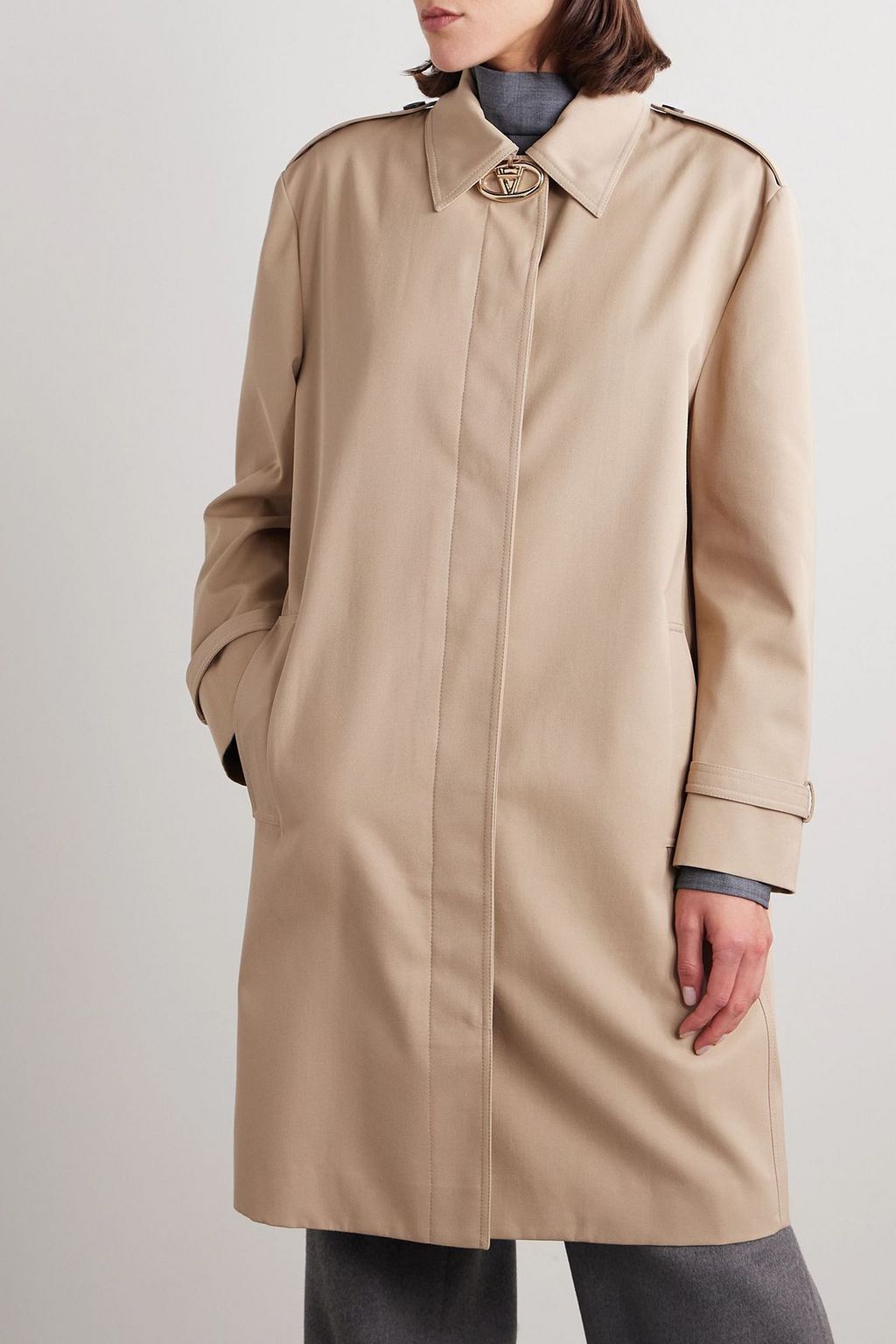 VALENTINO GARAVANI Embellished twill trench coat | THE OUTNET