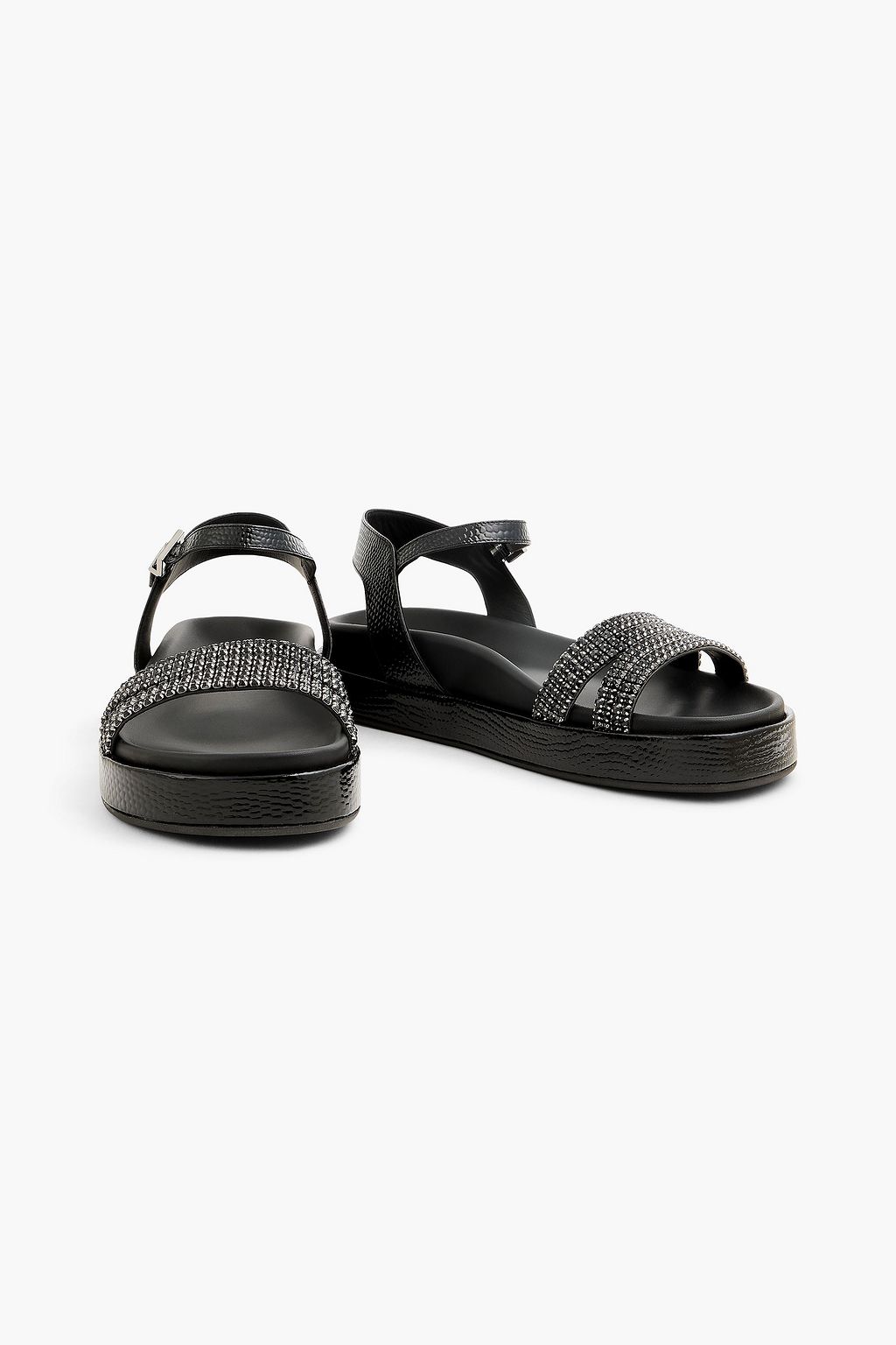 GINA صندل "مارتين" من الجلد بنمط جلد العظاءة مزيّن بالكريستال