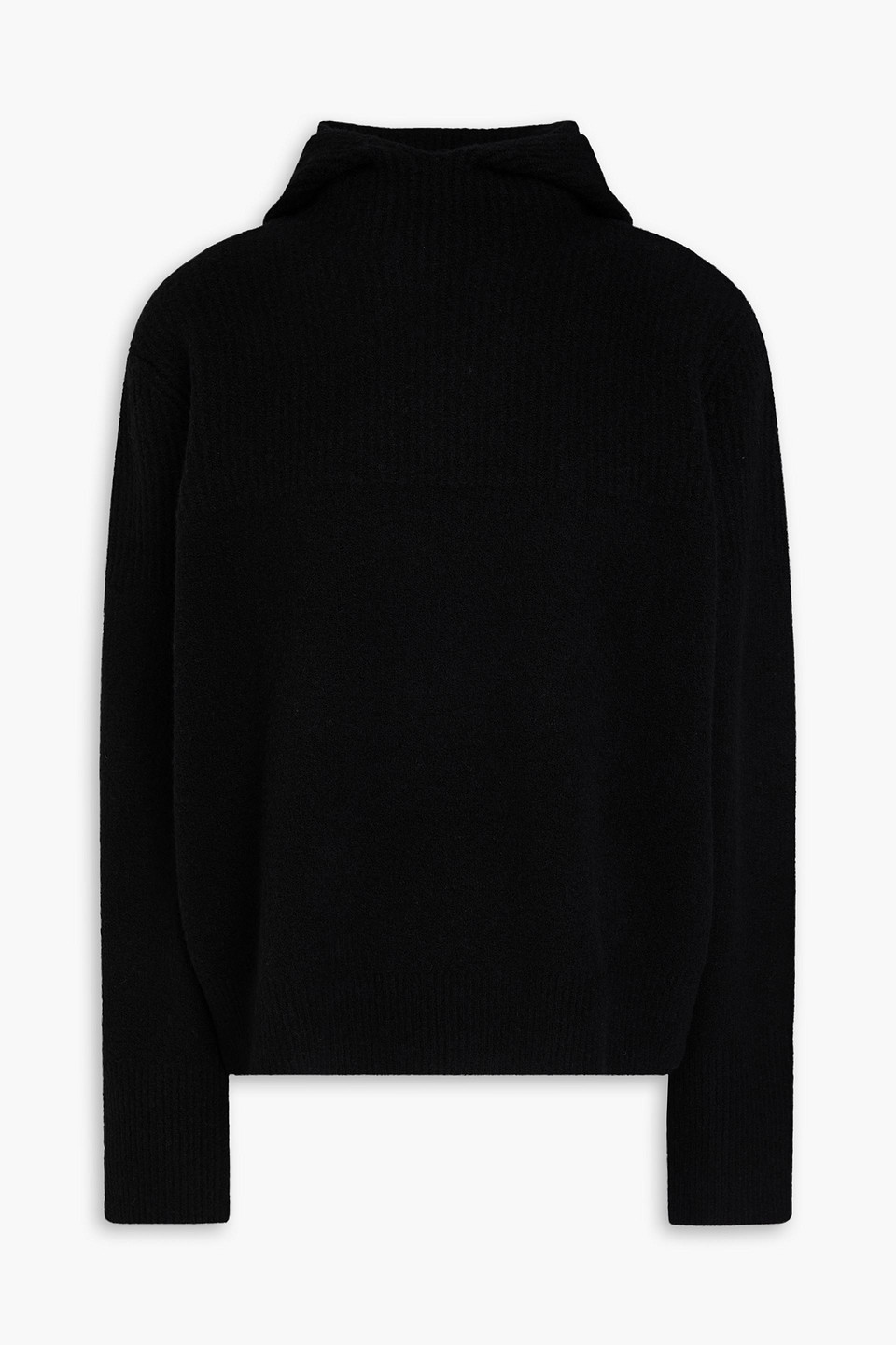 proenza schouler - ribbed cashmere-blend hoodie - black - xs