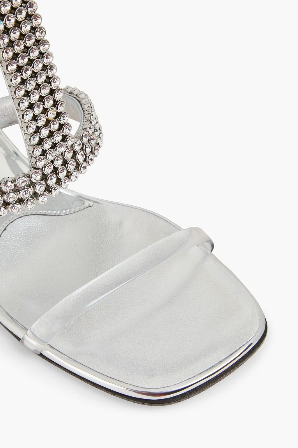 GIUSEPPE ZANOTTI Twingo 45 crystal-embellished metallic leather and PVC sandals