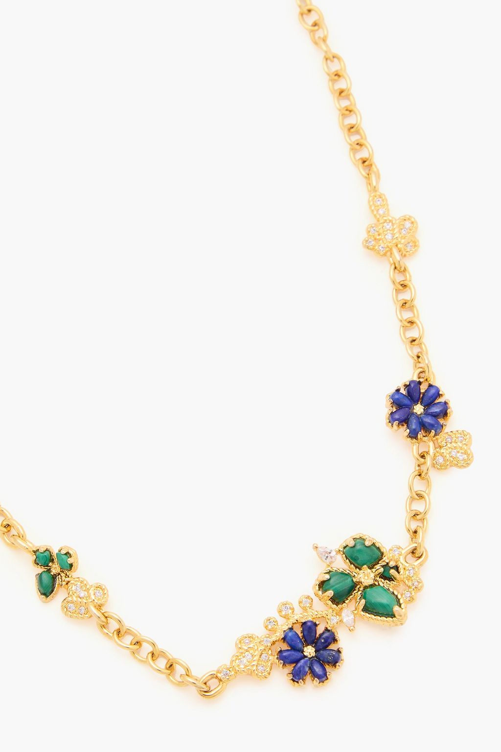 ZIMMERMANN Gold-tone, crystal and malachite necklace