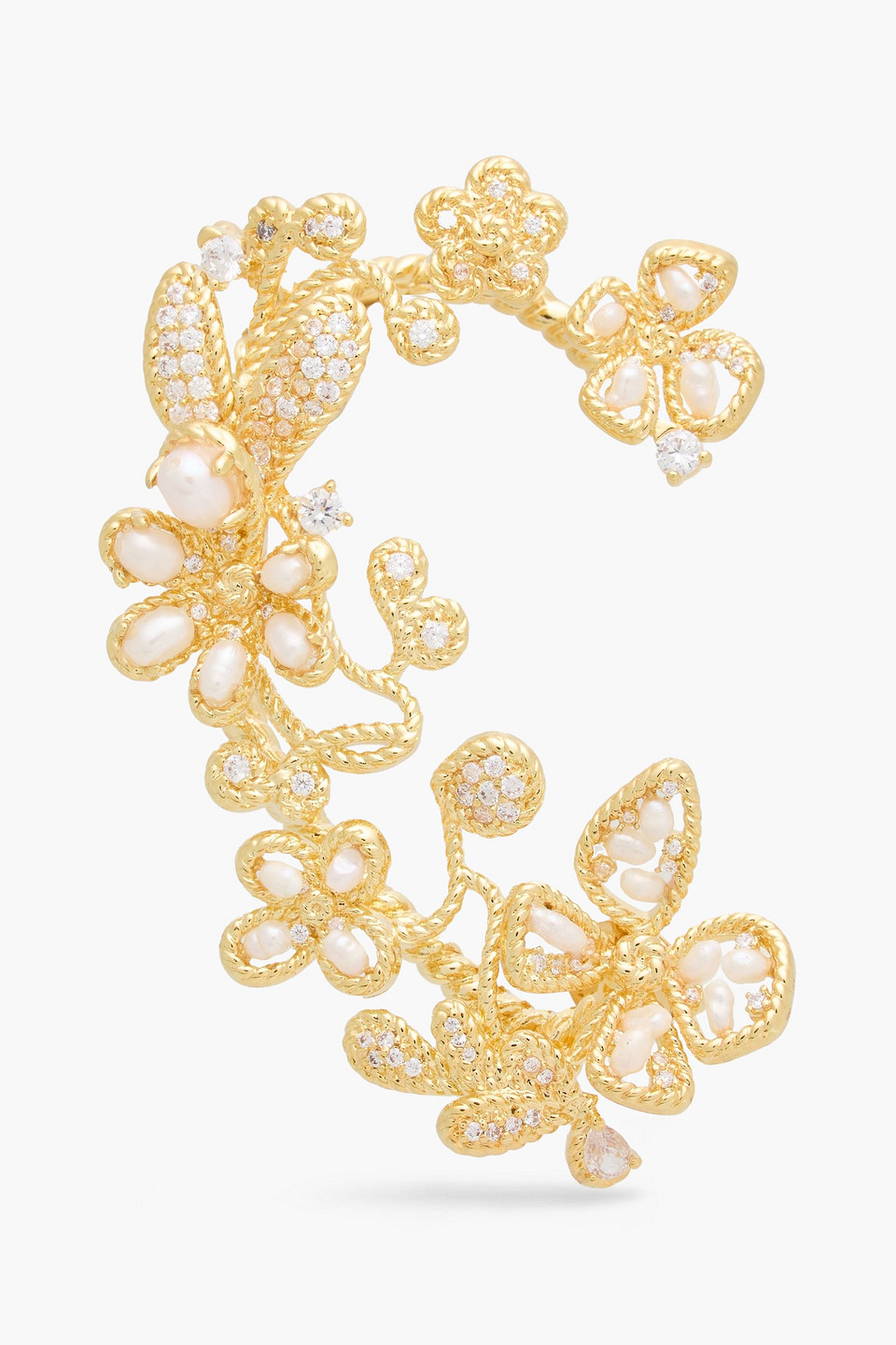 Zimmermann Goldfarbener Ear Cuff Mit Kristallen Und Süsswasserperlen
