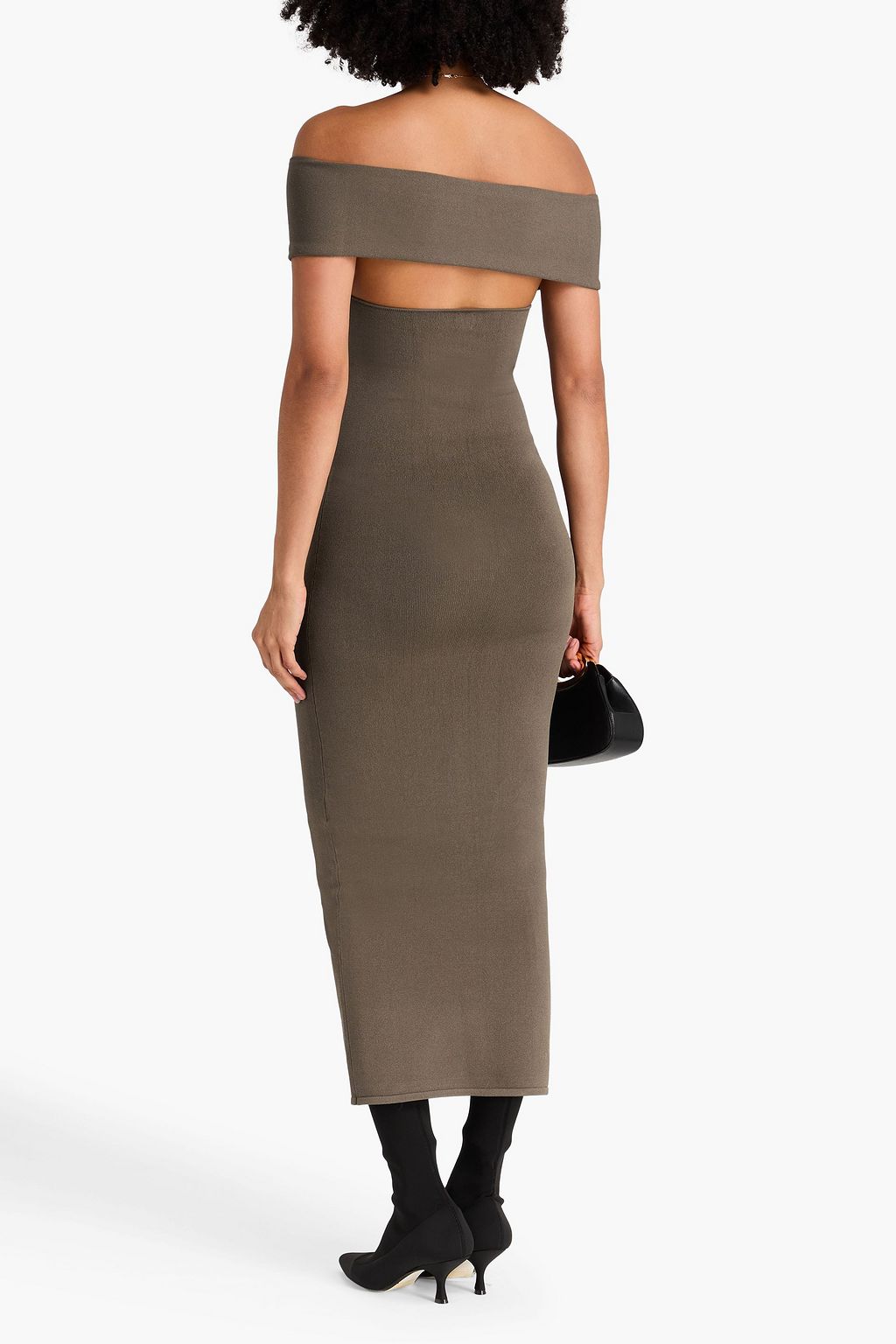 TOTEME Off-the-shoulder cutout stretch-knit maxi dress