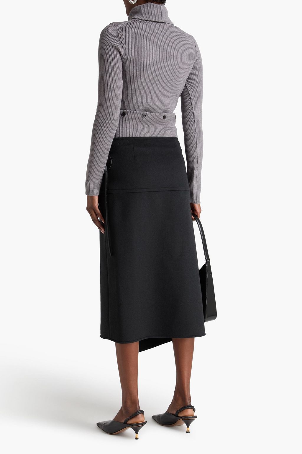 PROENZA SCHOULER تنورة متوسطة الطول بتصميم ملتف من صوف لبّاد