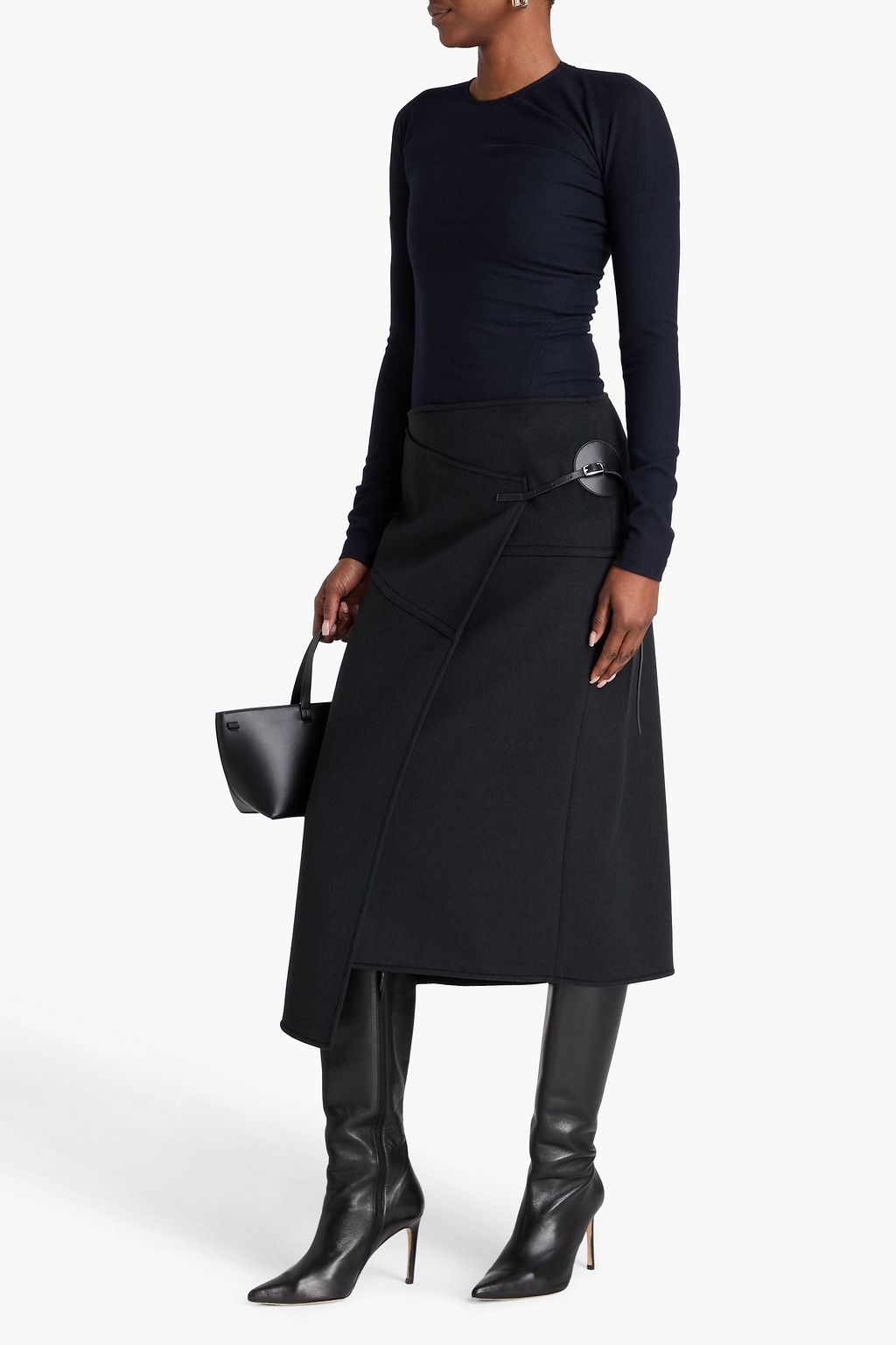 TOTEME Asymmetric wool-blend flannel top