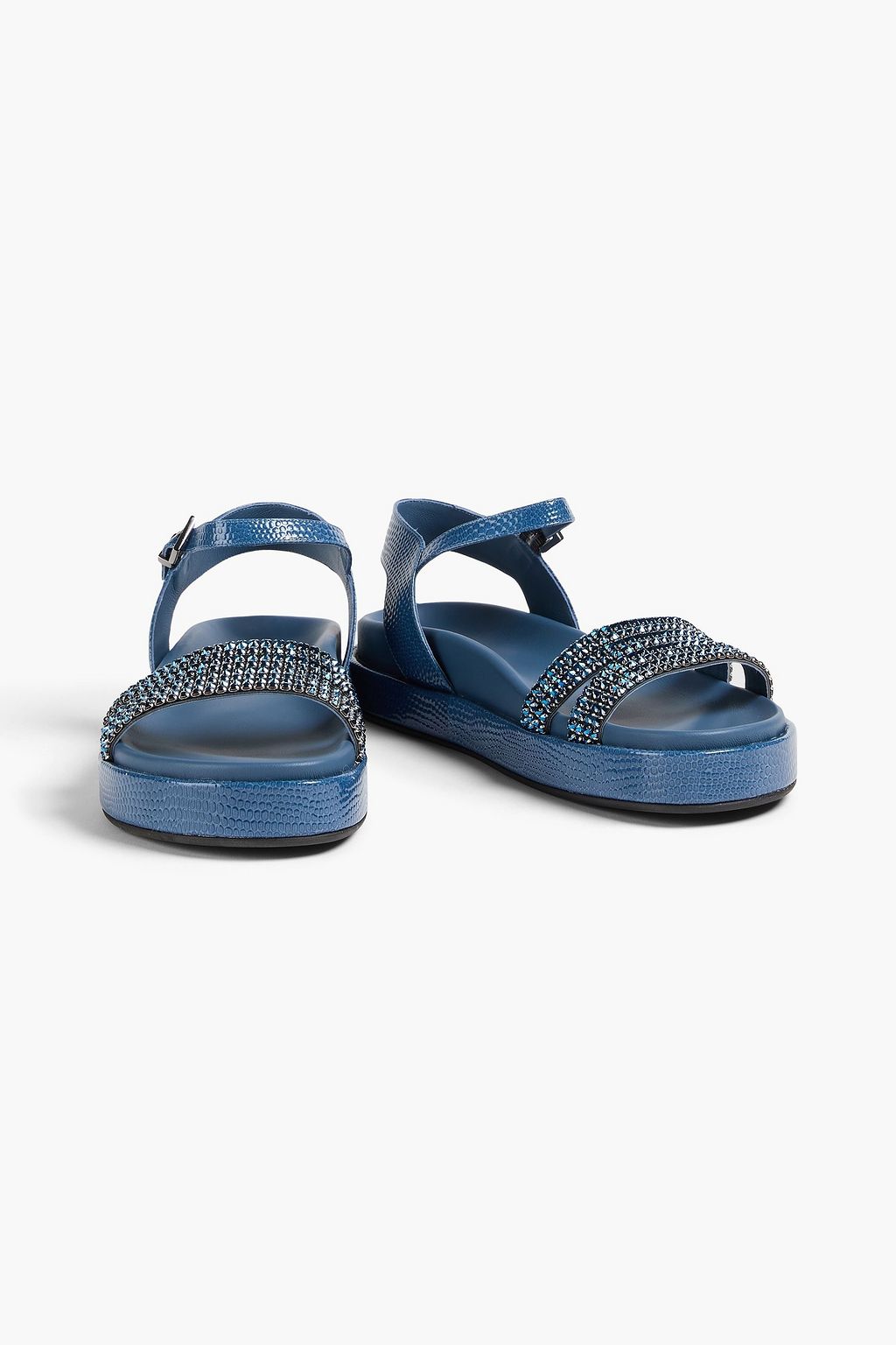 GINA صندل "مارتين" من الجلد بنمط جلد العظاءة مزيّن بالكريستال