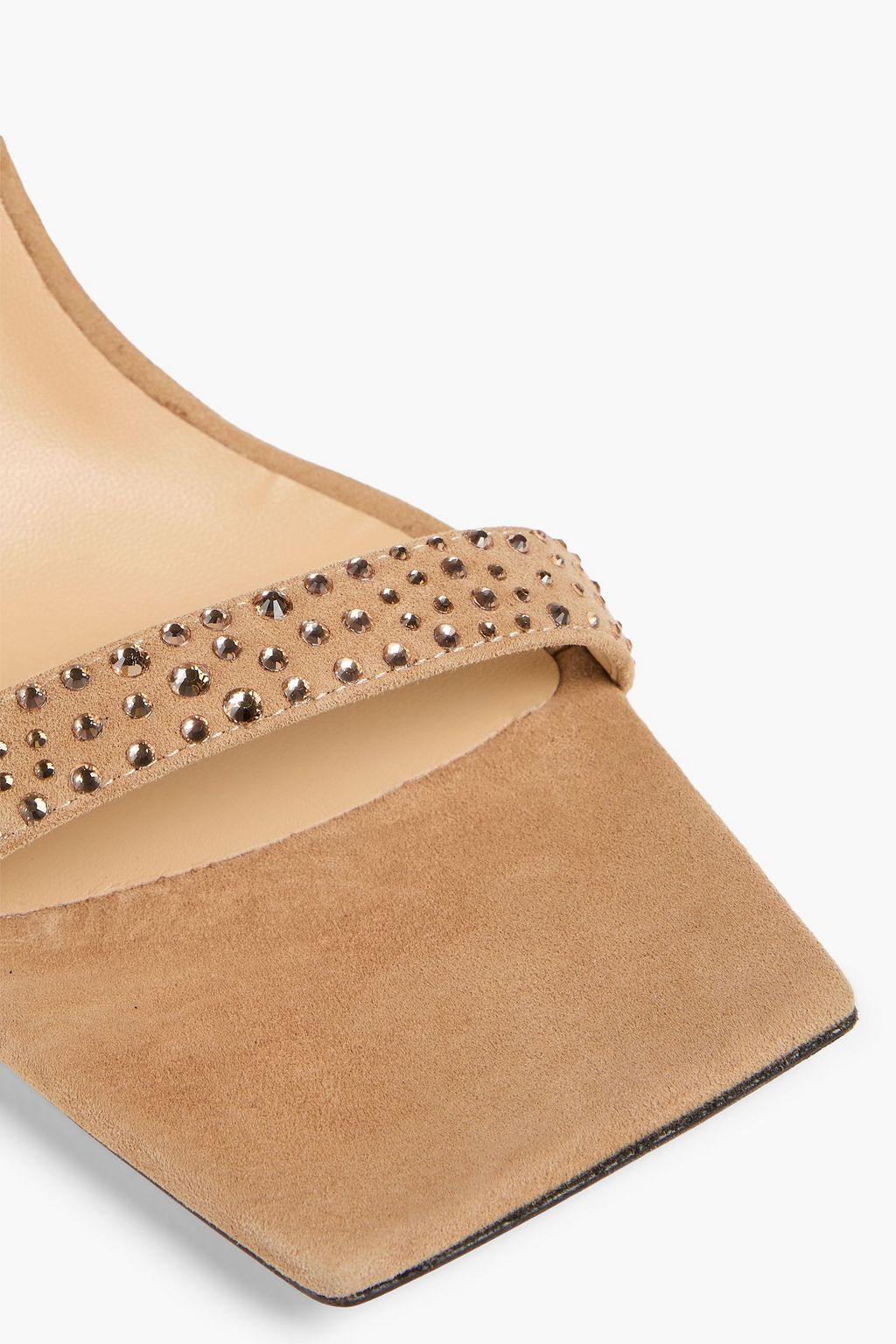 GIUSEPPE ZANOTTI 바닐라 85 크리스털 장식 스웨이드 뮬