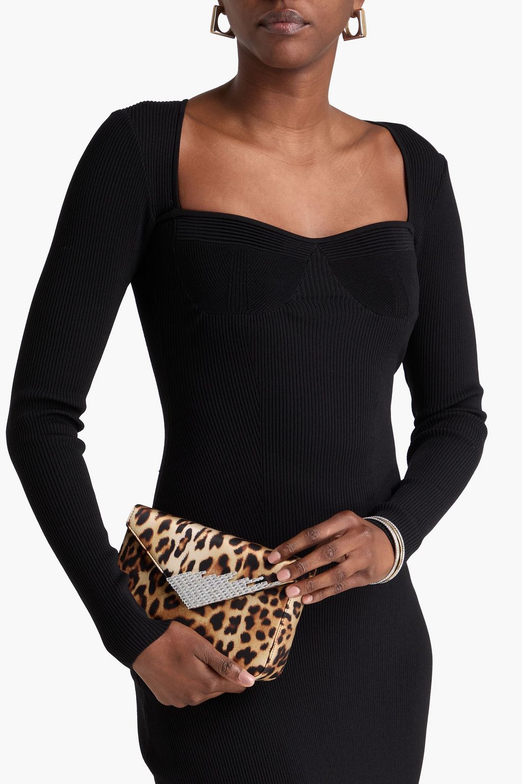 GIUSEPPE ZANOTTI Iveery leopard-print satin clutch