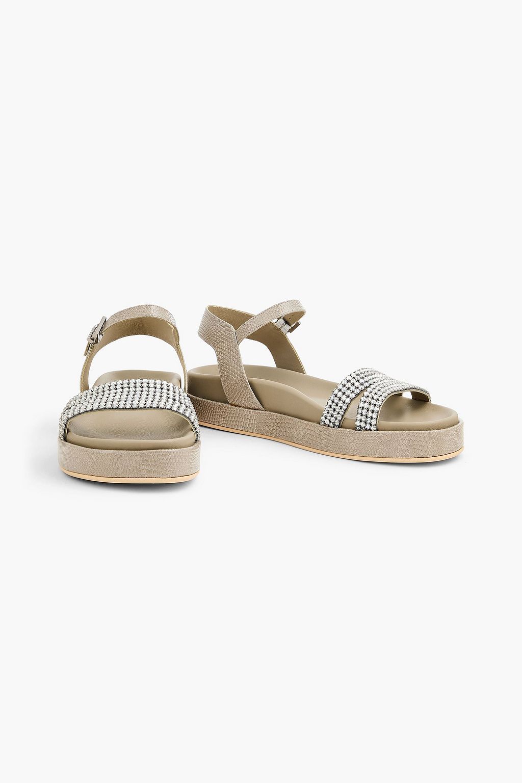 GINA صندل "مارتين" من الجلد بنمط جلد العظاءة مزيّن بالكريستال