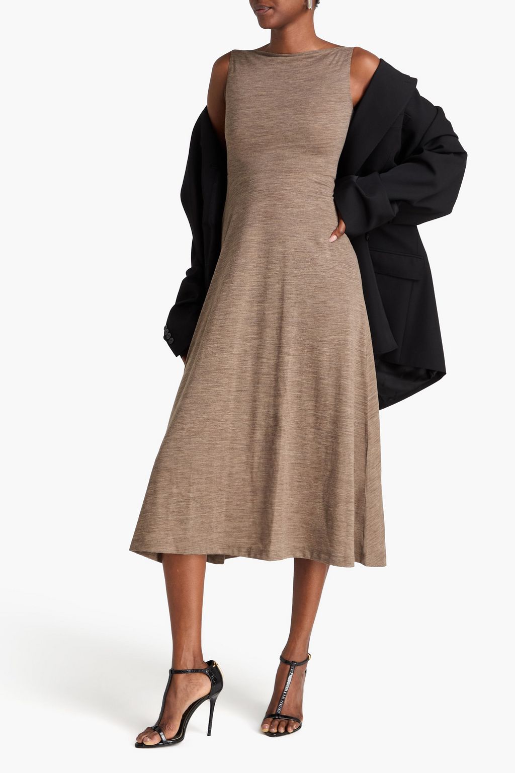 TOTEME Mélange wool-jersey midi dress
