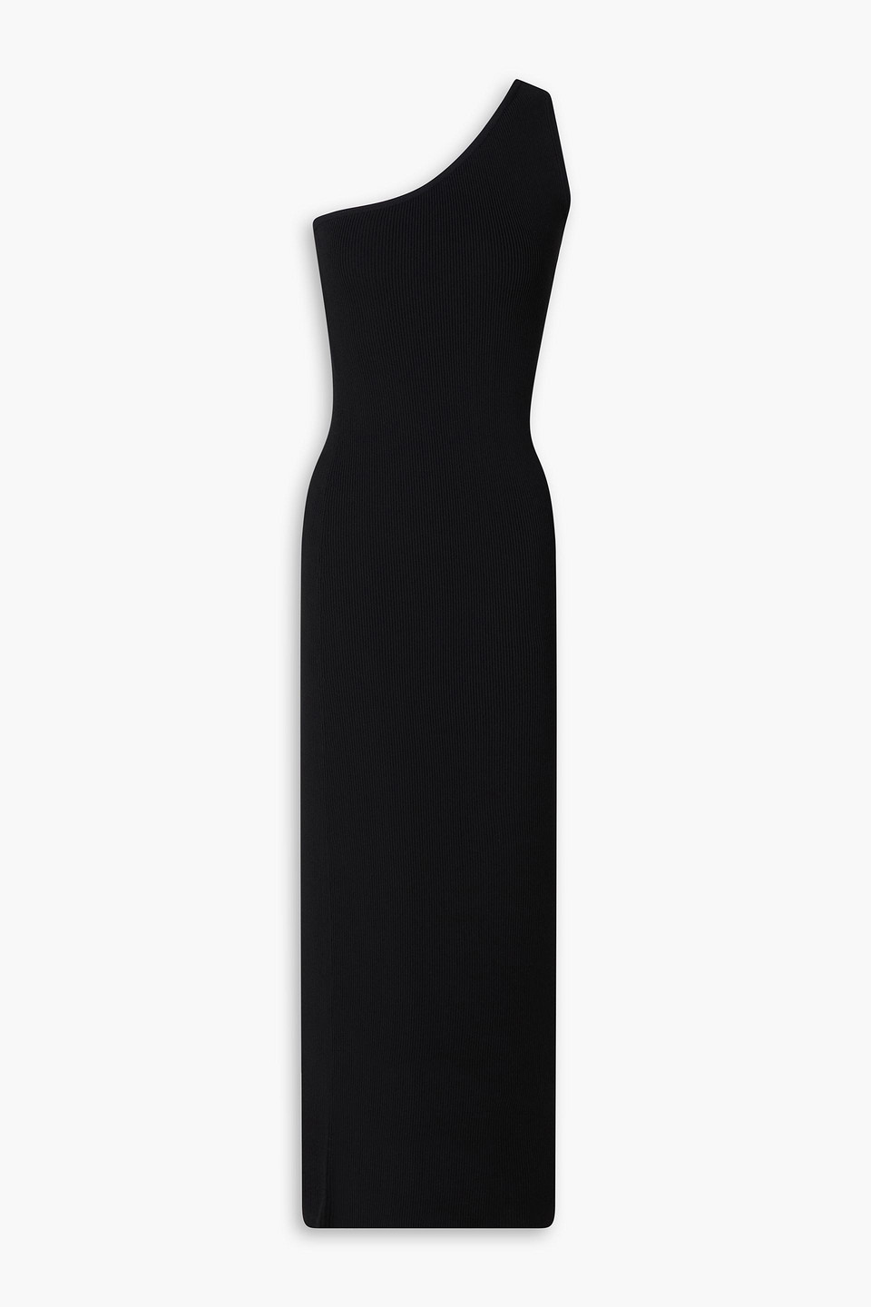 Totême One-shoulder Ribbed-knit Maxi Dress In Black