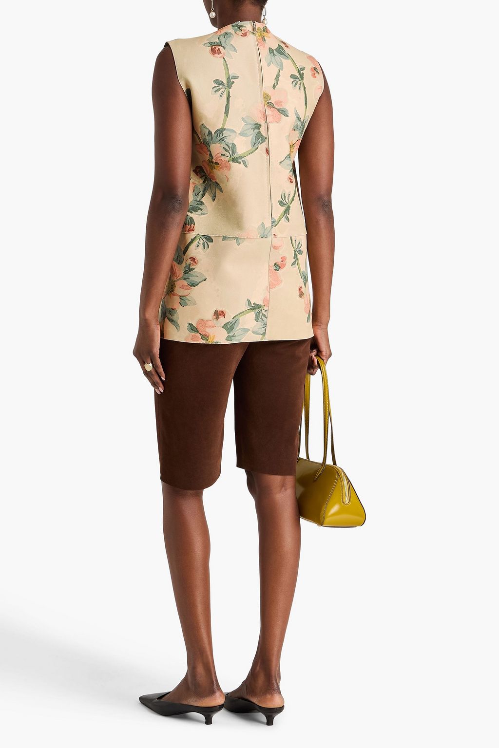 TOTEME Floral-print leather top