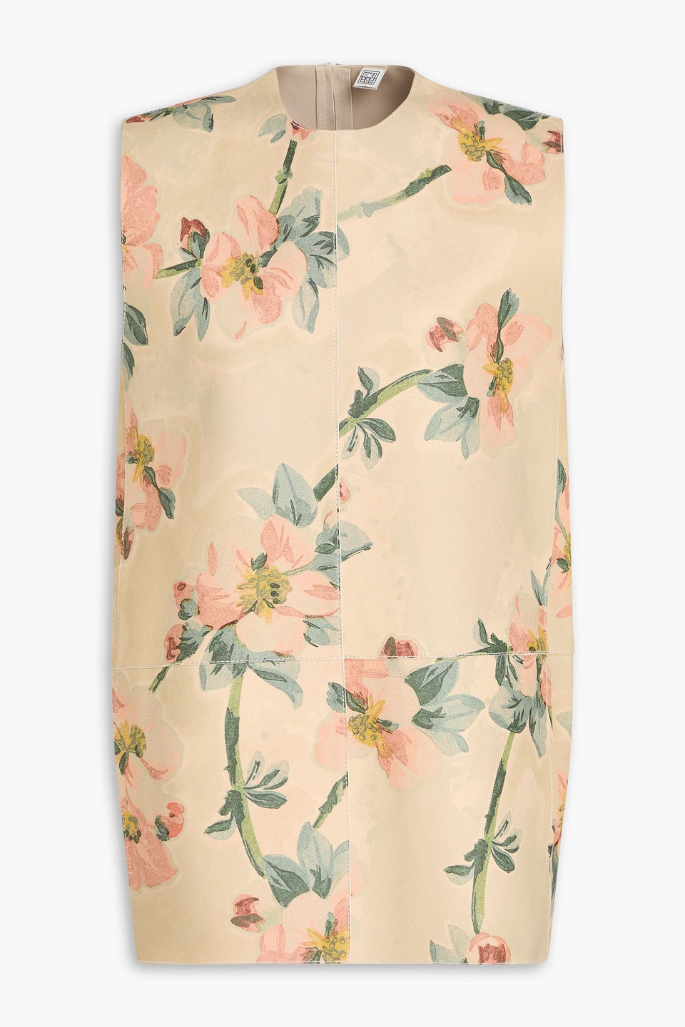 Totême Floral-print Leather Top In Pink