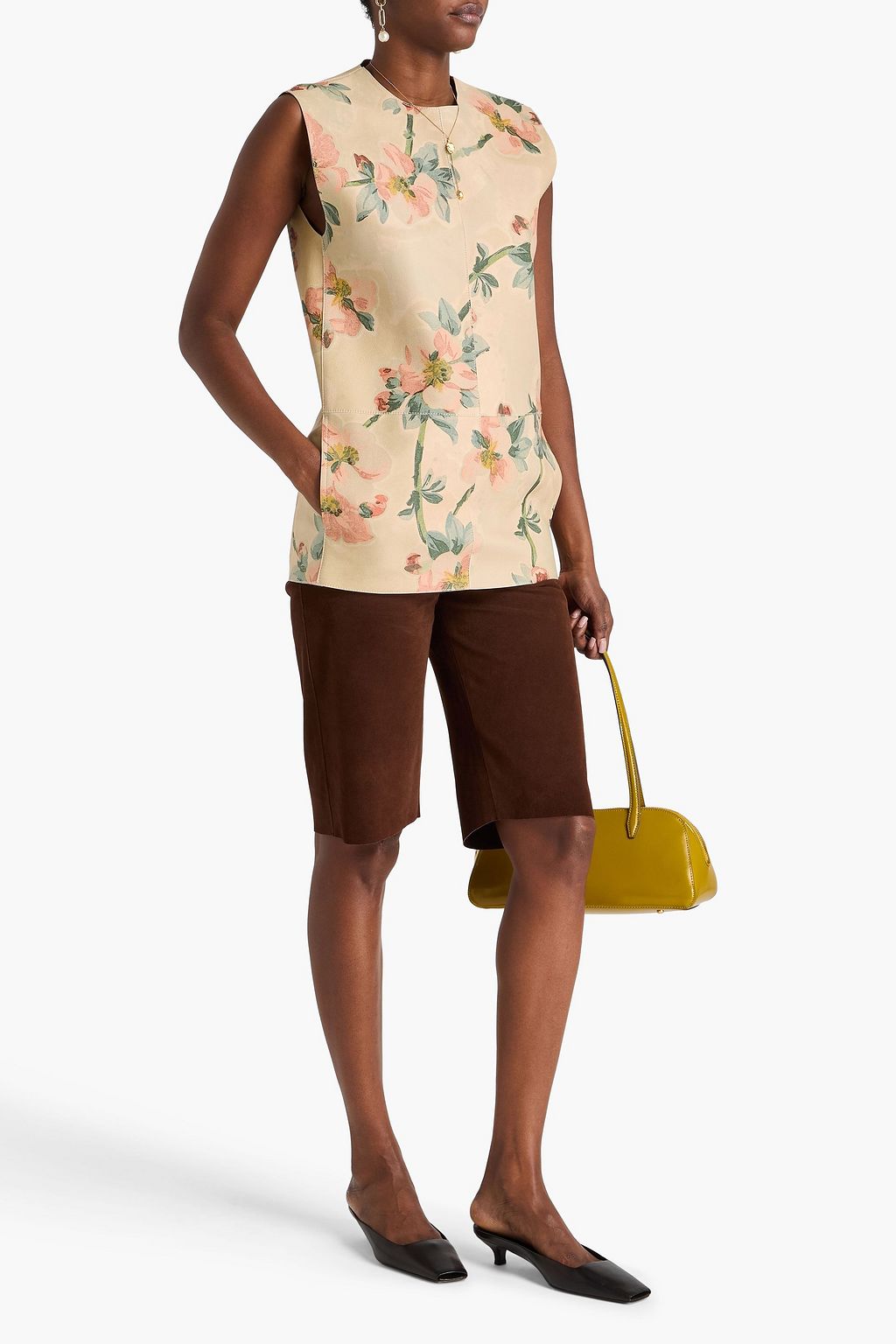 TOTEME Floral-print leather top