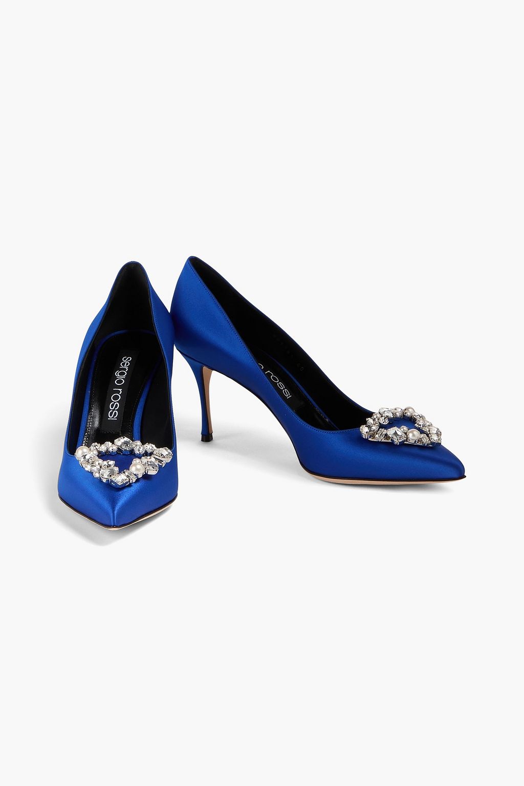 SERGIO ROSSI Embellished satin pumps