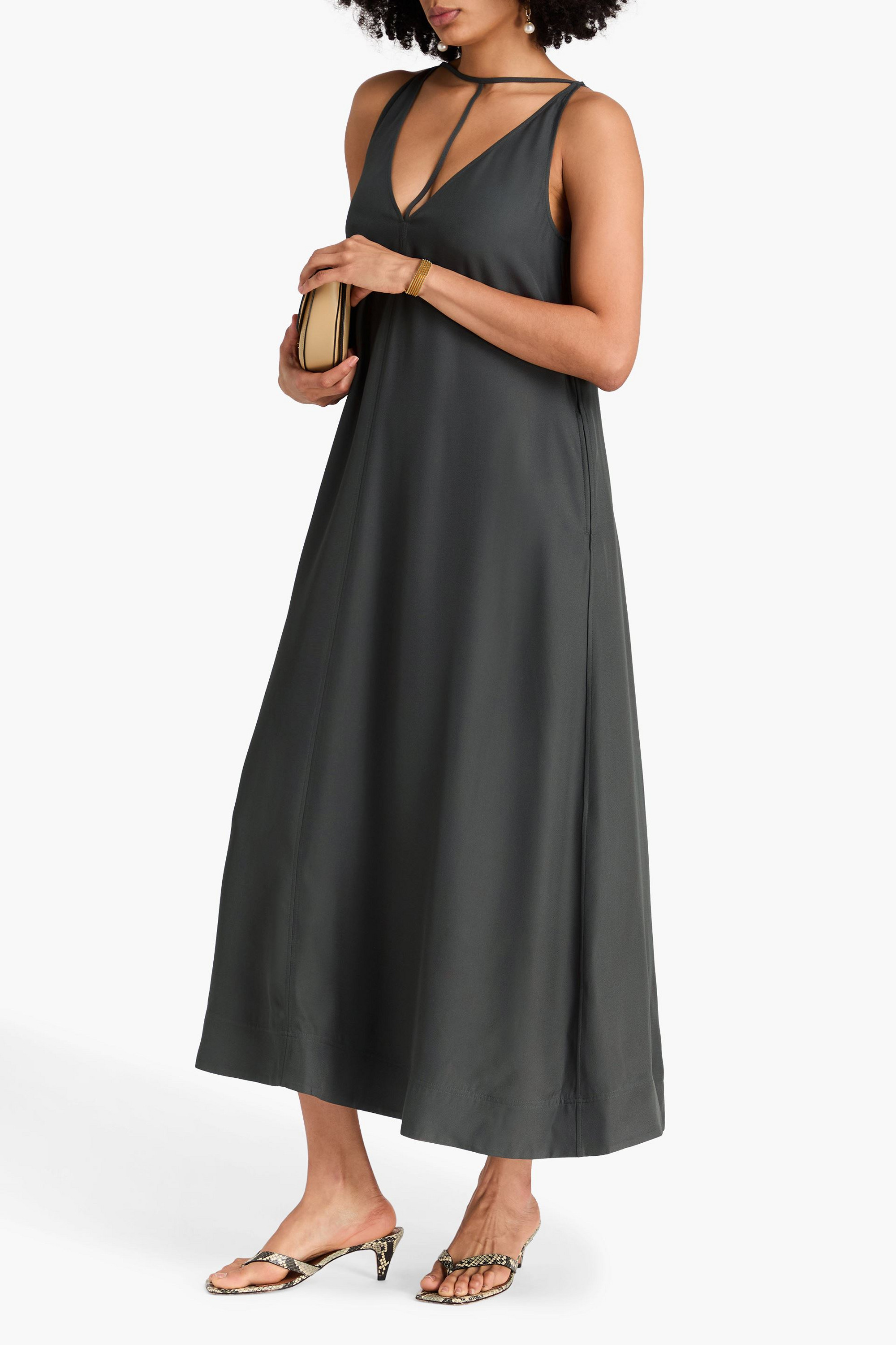 TOTEME Cutout satin-crepe maxi dress