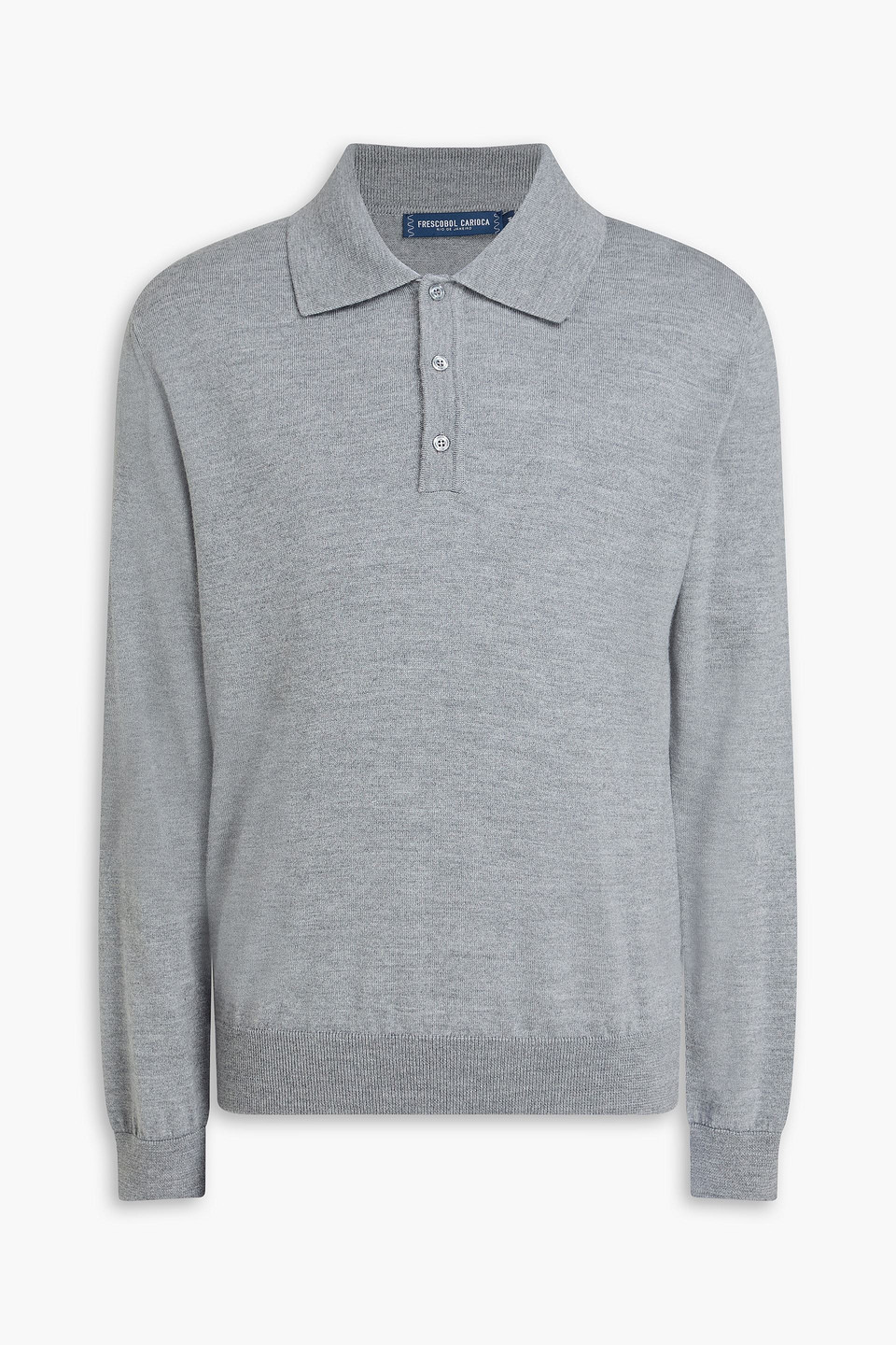 Frescobol Carioca Felix Merino Wool Polo Sweater In Gray