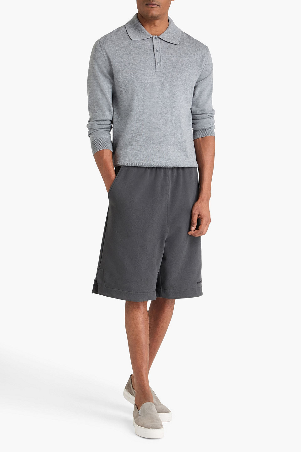 Frescobol Carioca Felix Merino Wool Polo Sweater In Gray