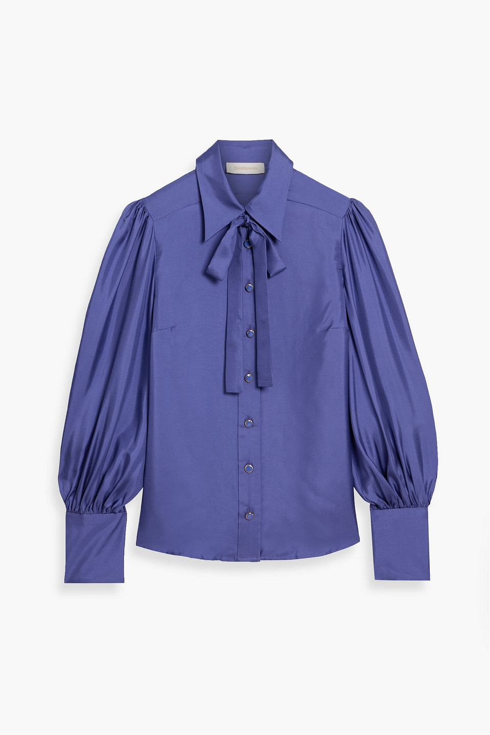 Zimmermann Pussy-bow Silk-twill Blouse In Purple