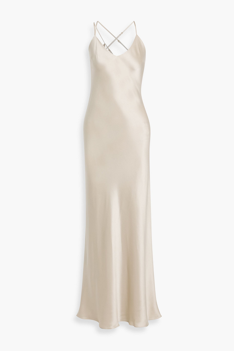 Michelle Mason Draped Silk-satin Maxi Dress In Silver