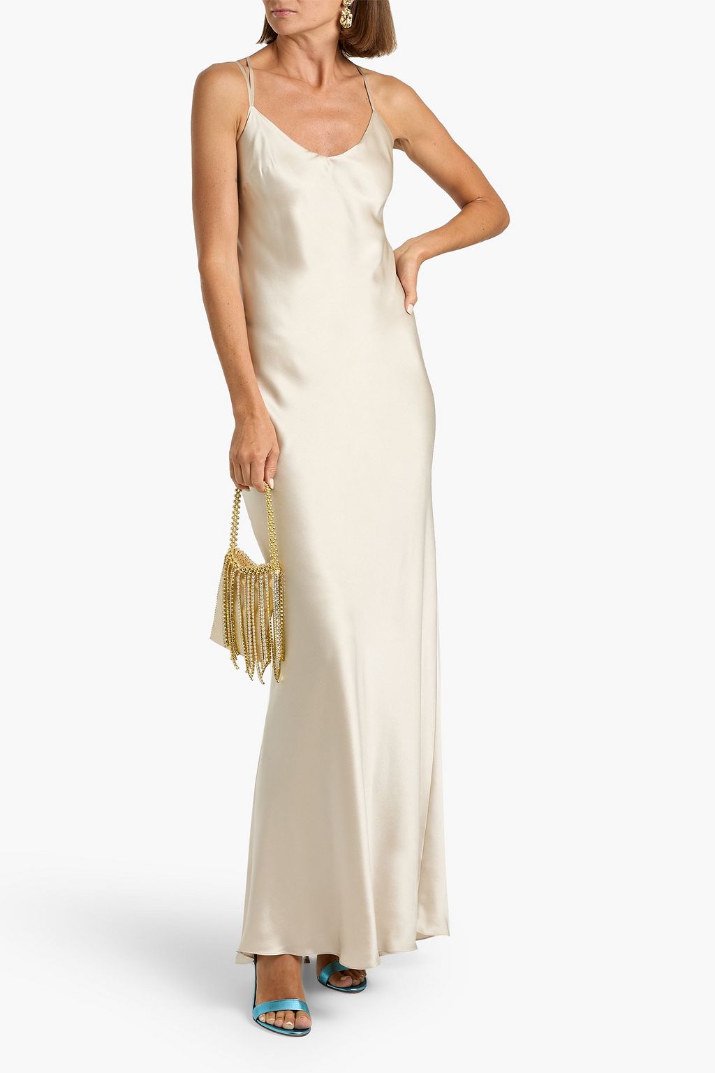 MICHELLE MASON Draped silk-satin maxi dress