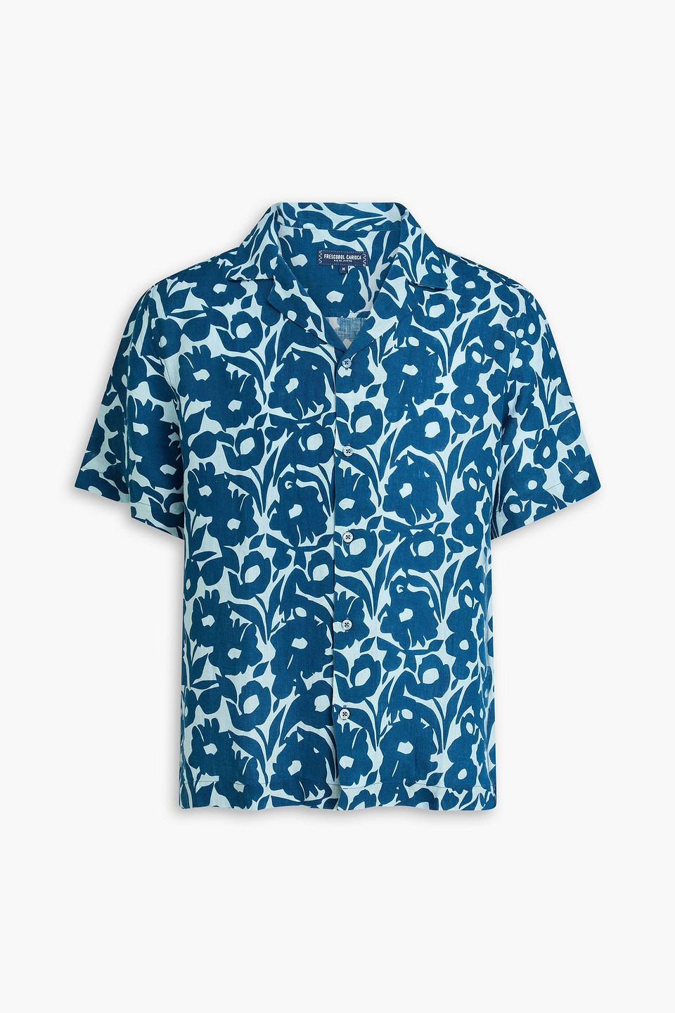 frescobol carioca - roberto floral-print linen shirt - blue - s