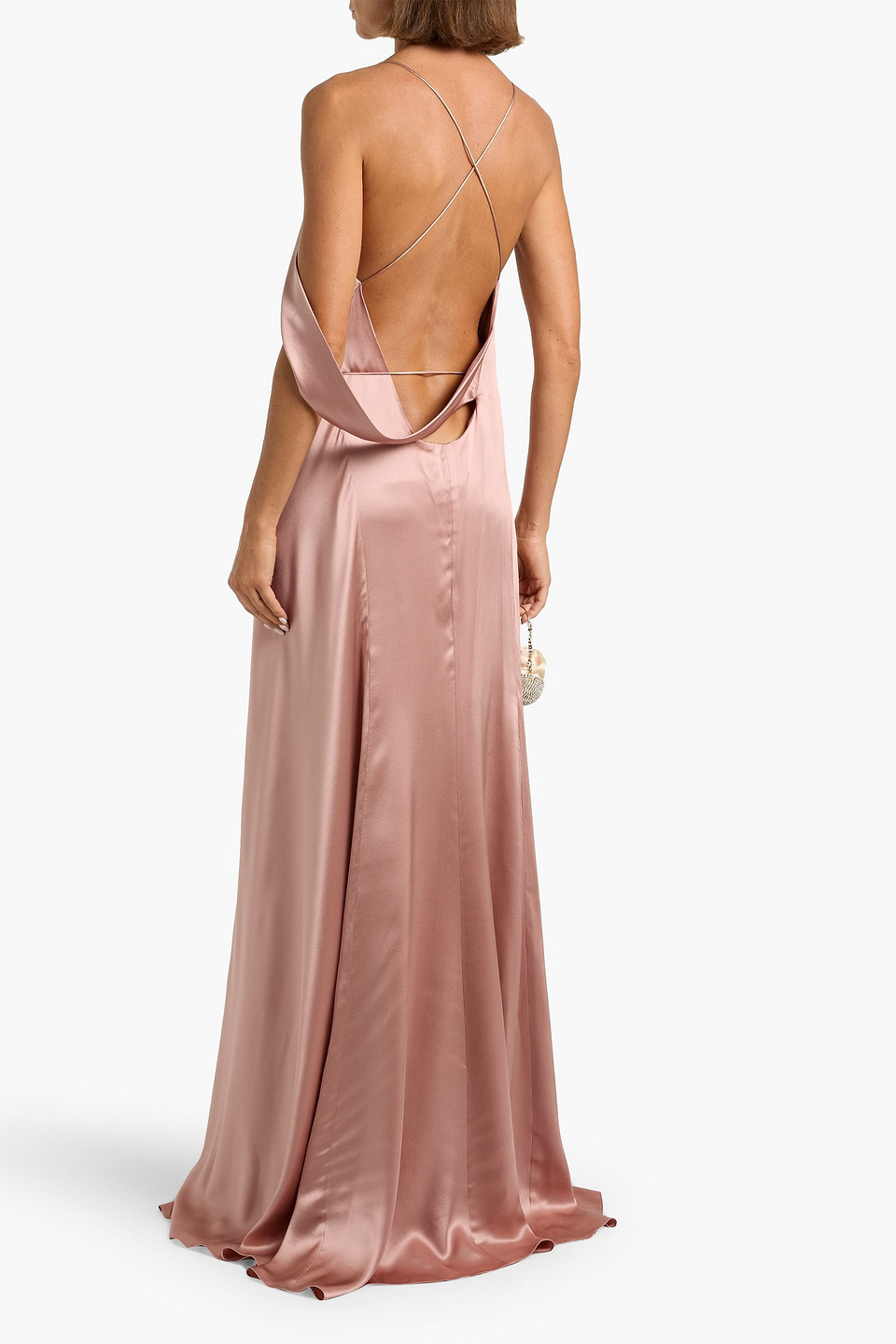 Michelle Mason Draped Silk-satin Wrap Gown In Multi