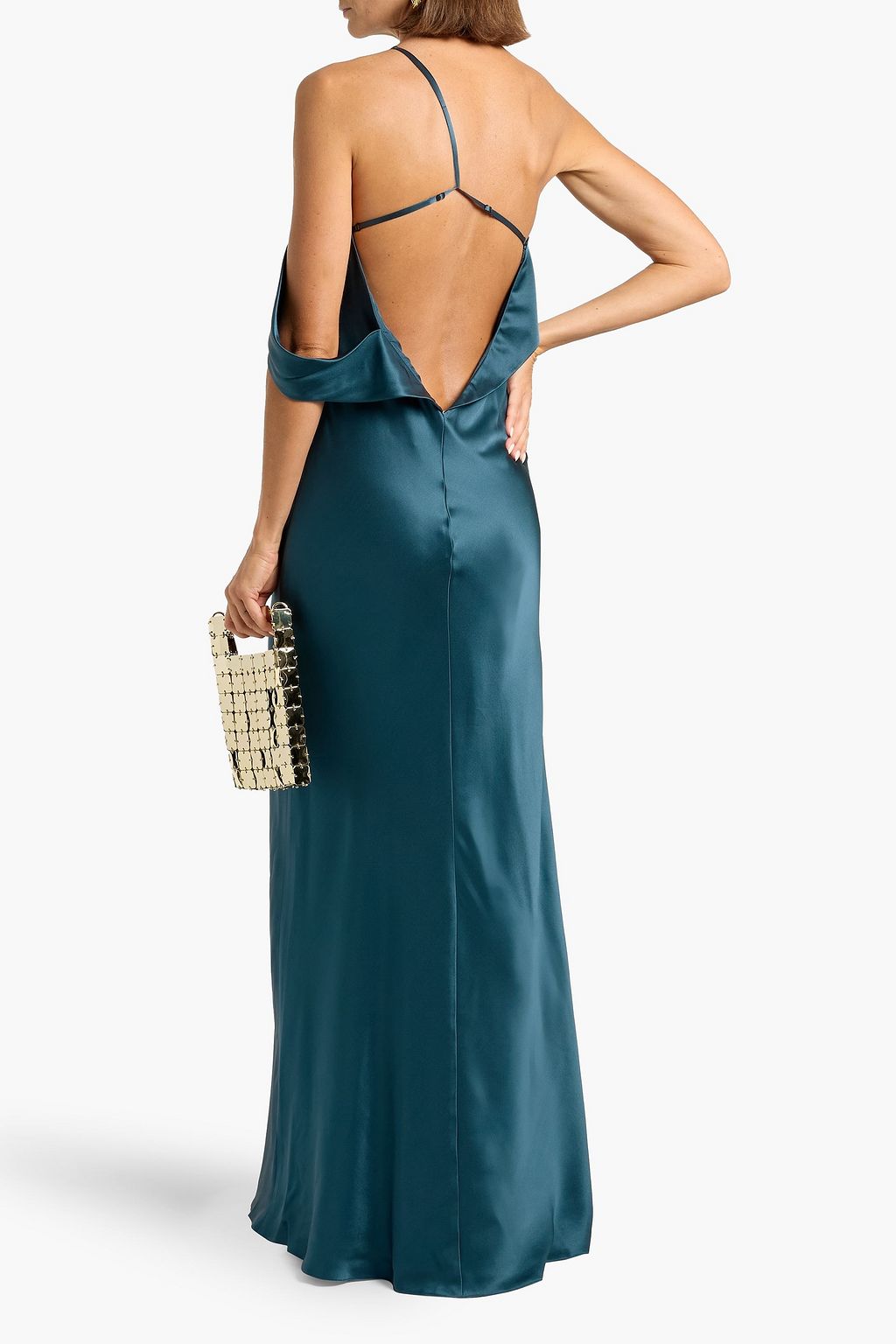 MICHELLE MASON One-shoulder silk-satin gown