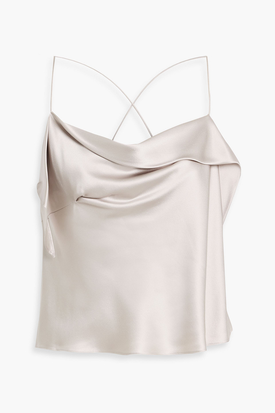 Michelle Mason Draped Silk-satin Camisole In Silver