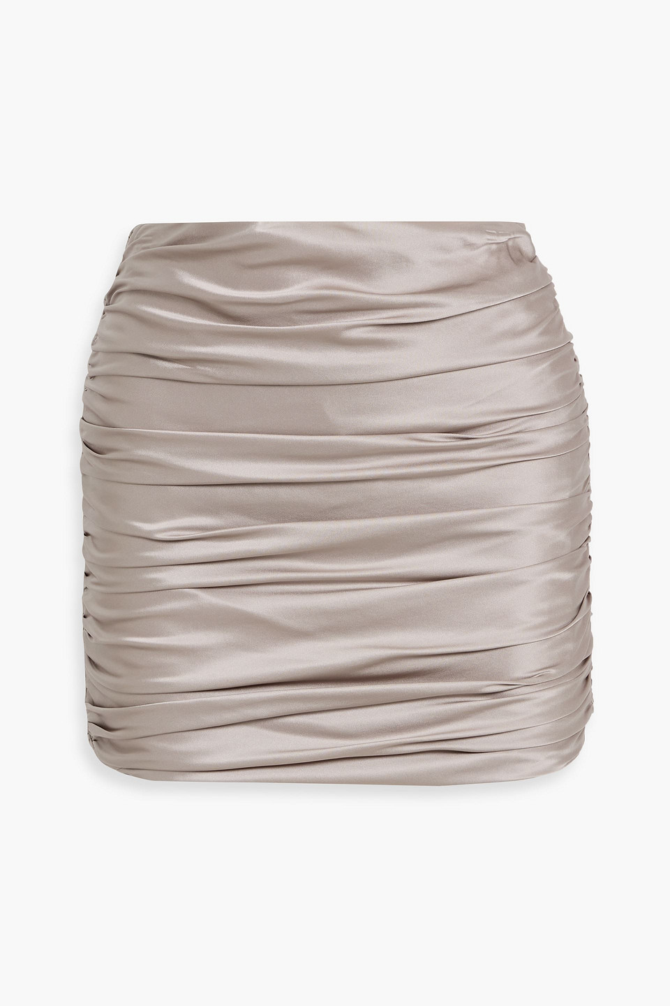 Michelle Mason Ruched Silk-satin Mini Skirt In Gray