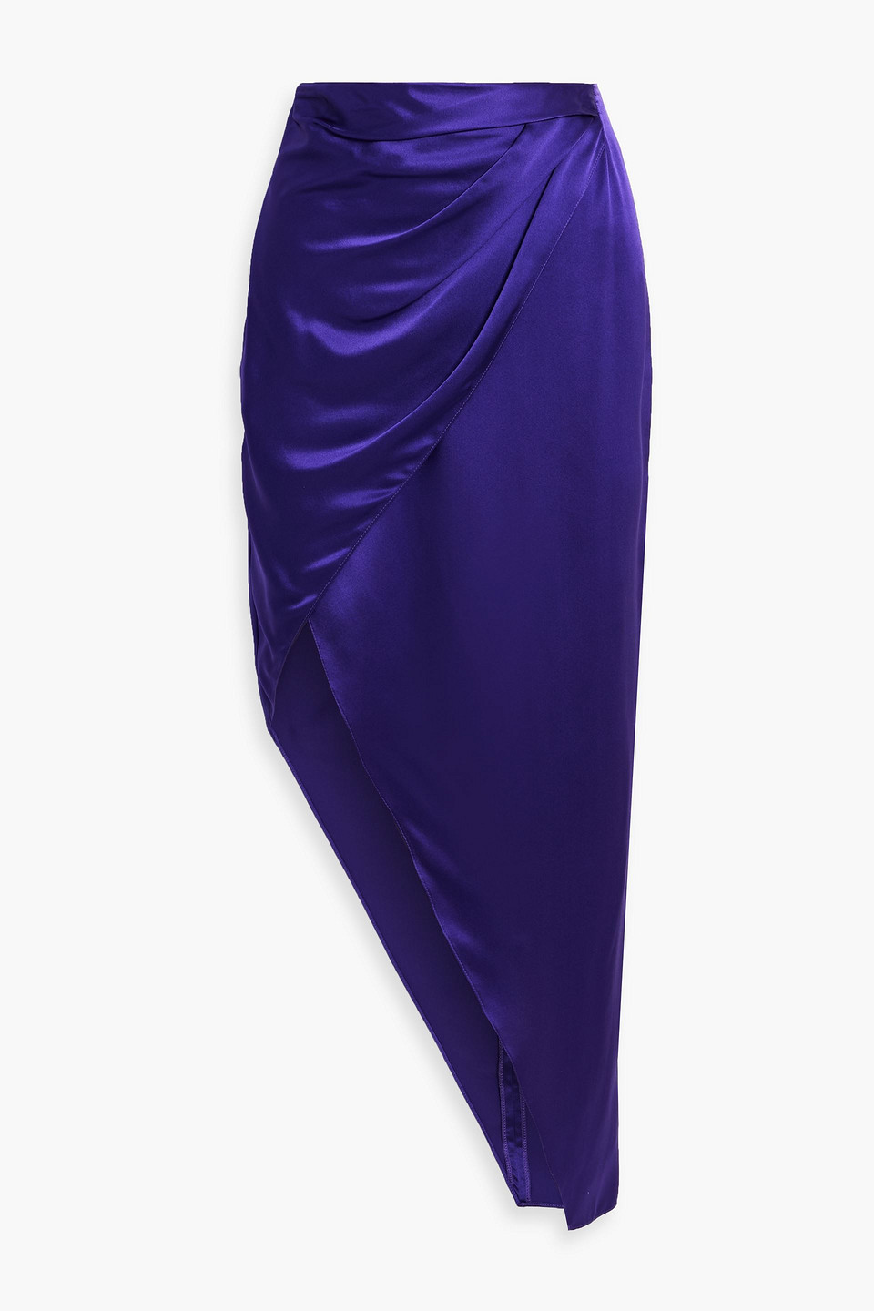 Michelle Mason Asymmetric Wrap-effect Silk-satin Midi Skirt In Blue