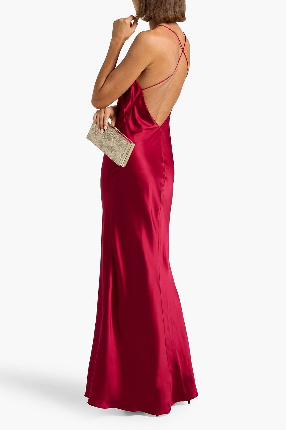 Michelle Mason Draped Silk-satin Gown In Animal Print