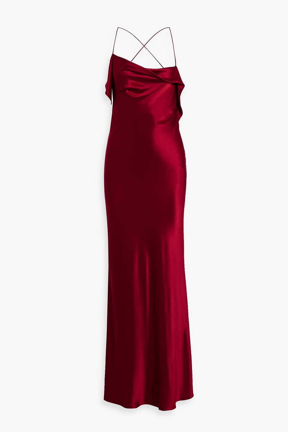 Michelle Mason Draped Silk-satin Gown In Animal Print