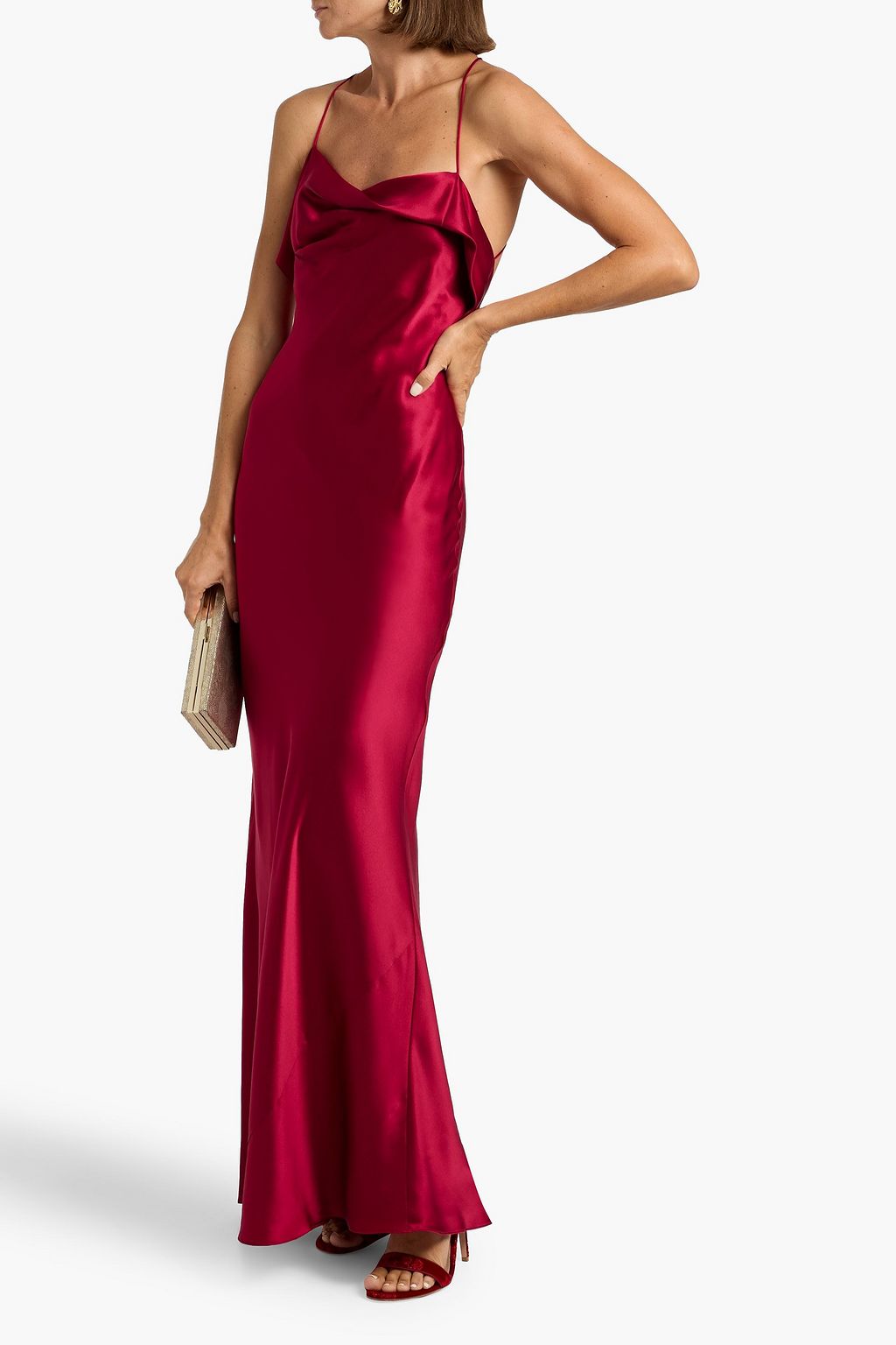 MICHELLE MASON Draped silk-satin gown