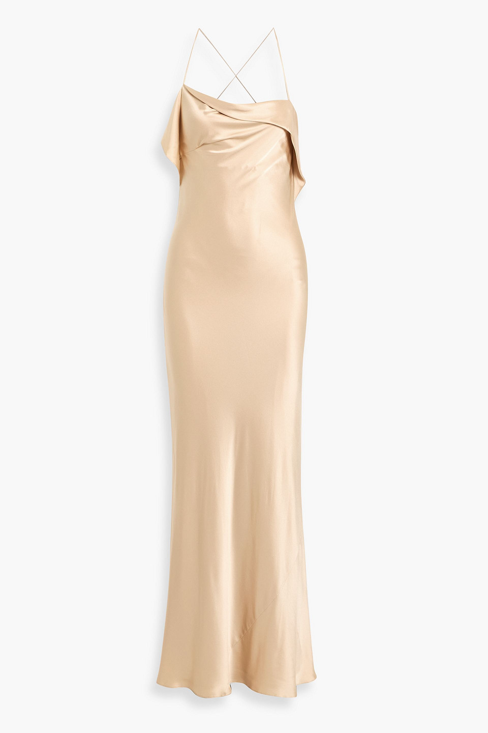 Michelle Mason Draped Silk-satin Gown In Multi