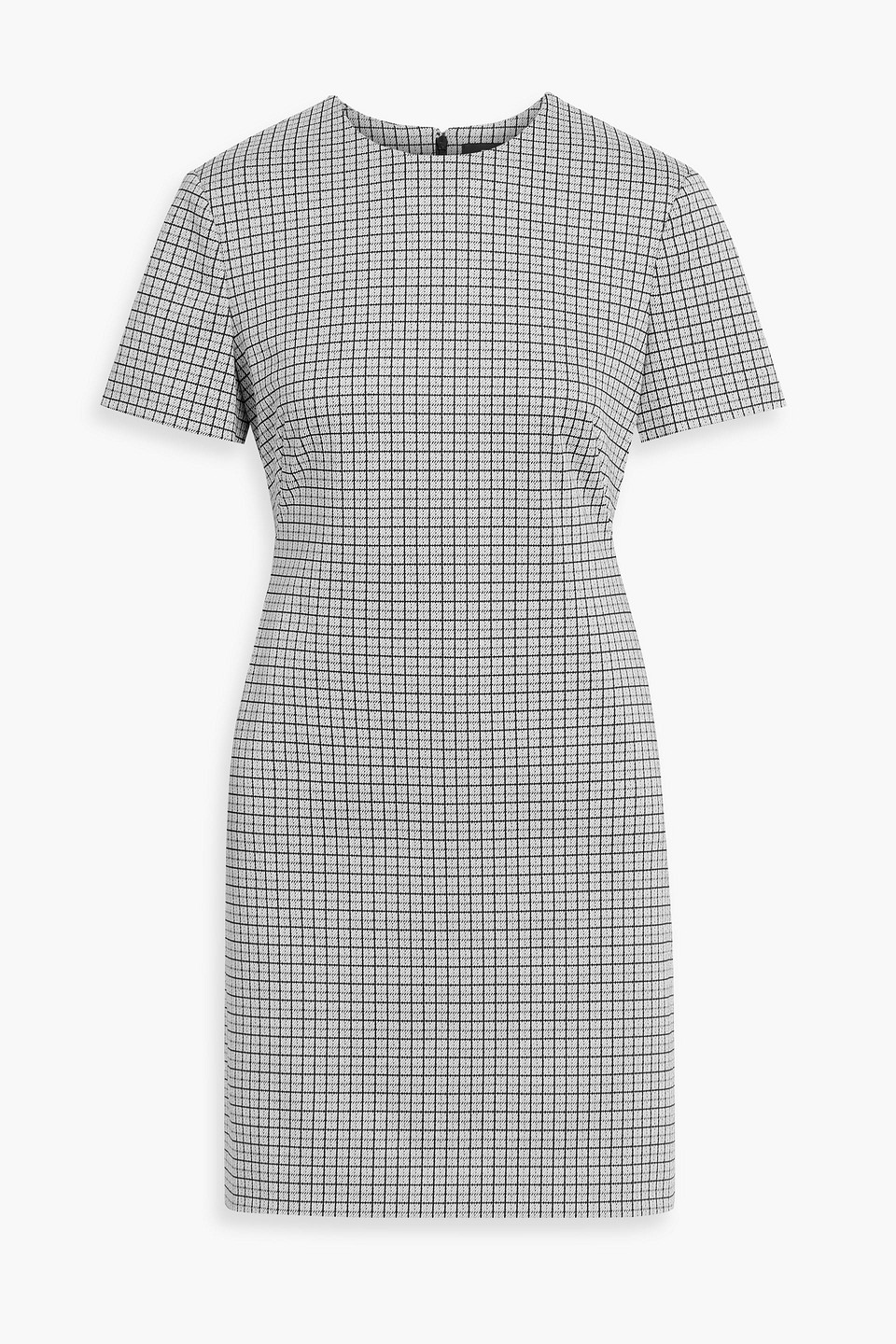 Theory Checked Jacquard-knit Mini Dress In Gray