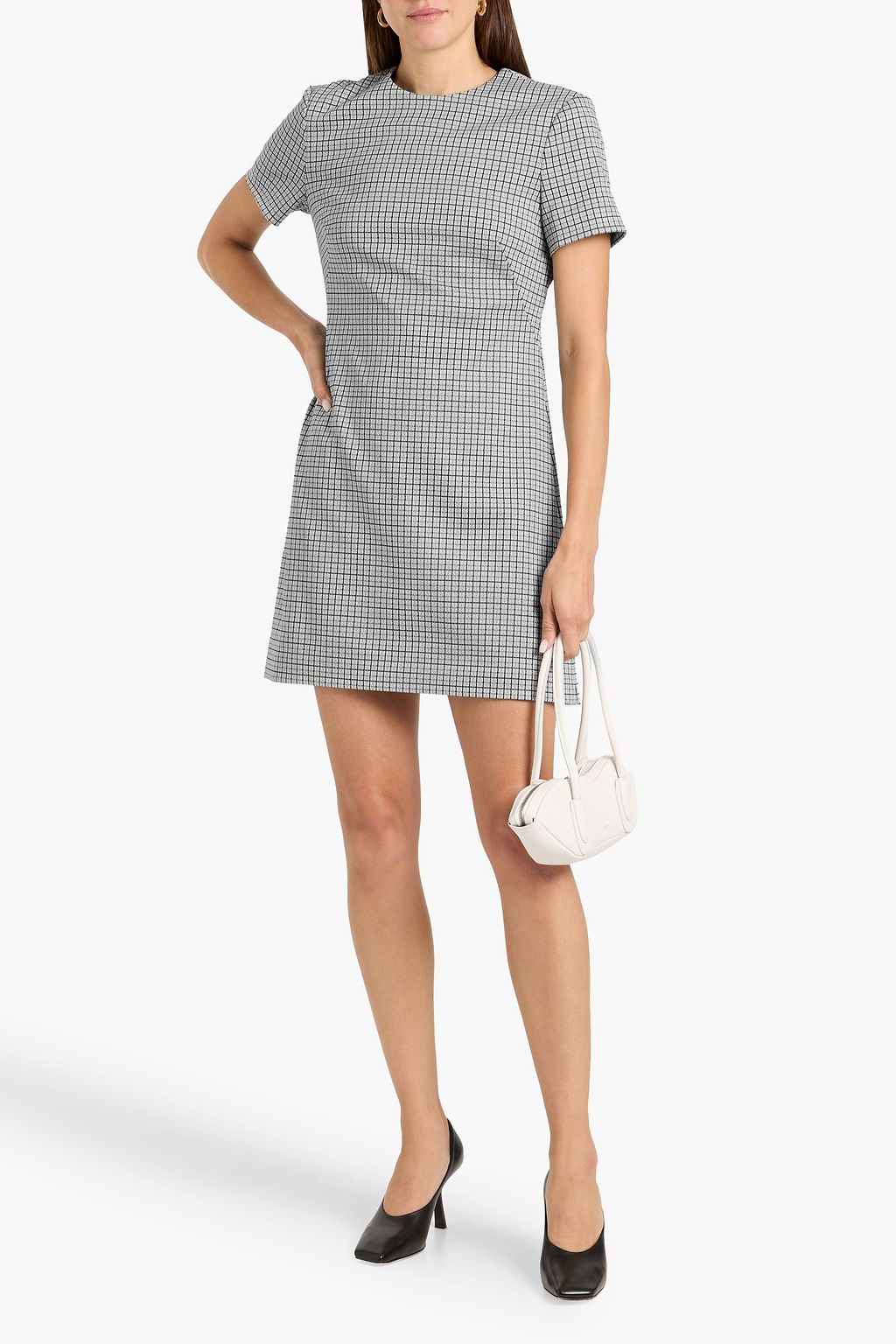 THEORY Checked jacquard-knit mini dress