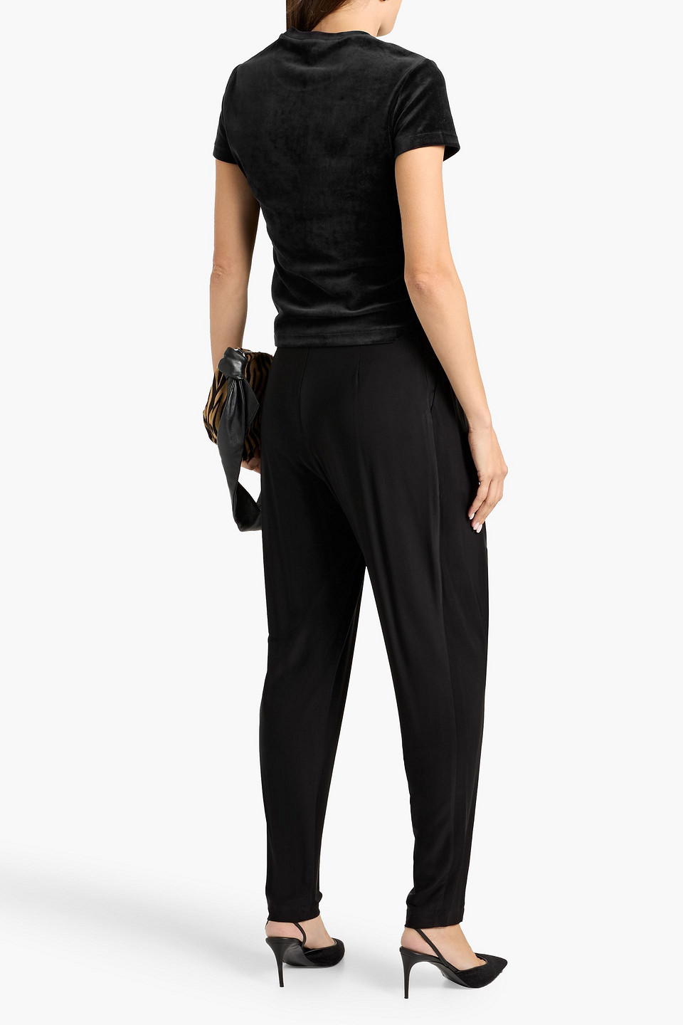 Theory Cotton-blend Velvet T-shirt In Black