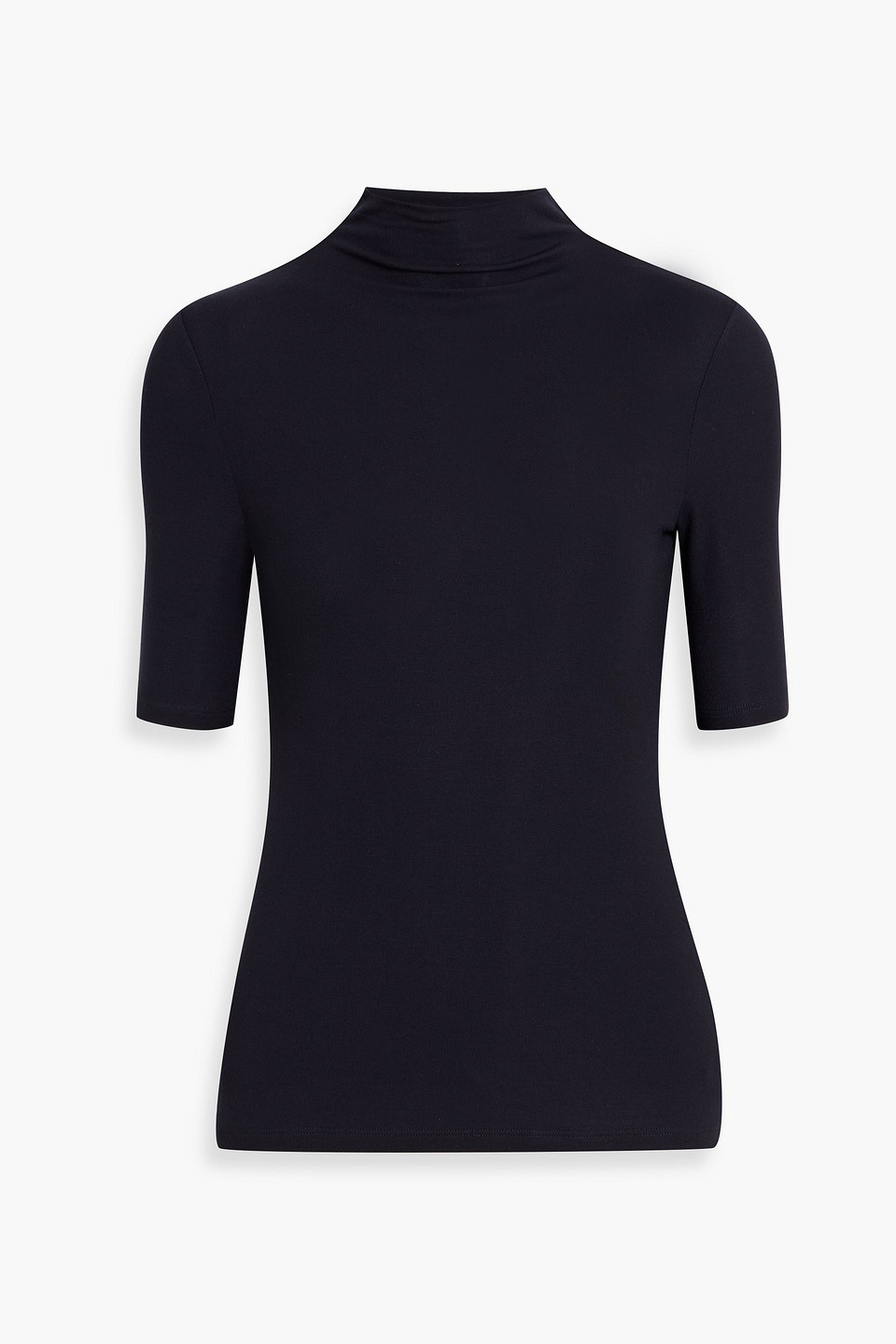 Theory Cruzio Ribbed Modal-blend Jersey Turtleneck Top In Black
