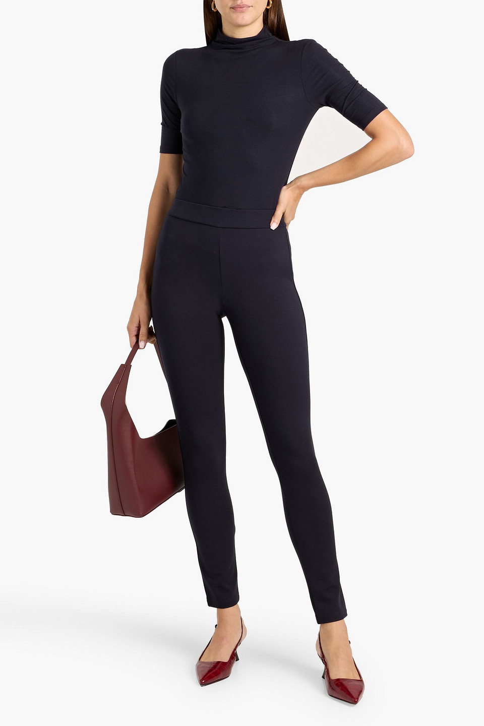 Theory Cruzio Ribbed Modal-blend Jersey Turtleneck Top In Black