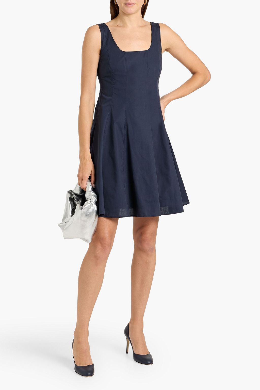 THEORY Flared poplin mini dress