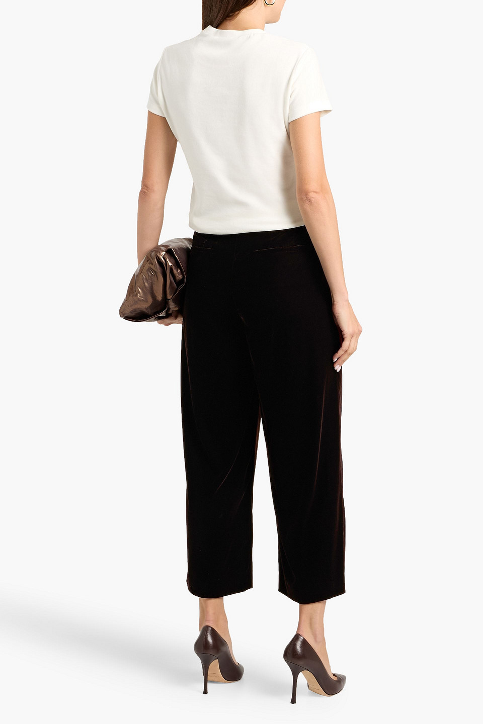 Theory Cotton-blend Velvet T-shirt In White